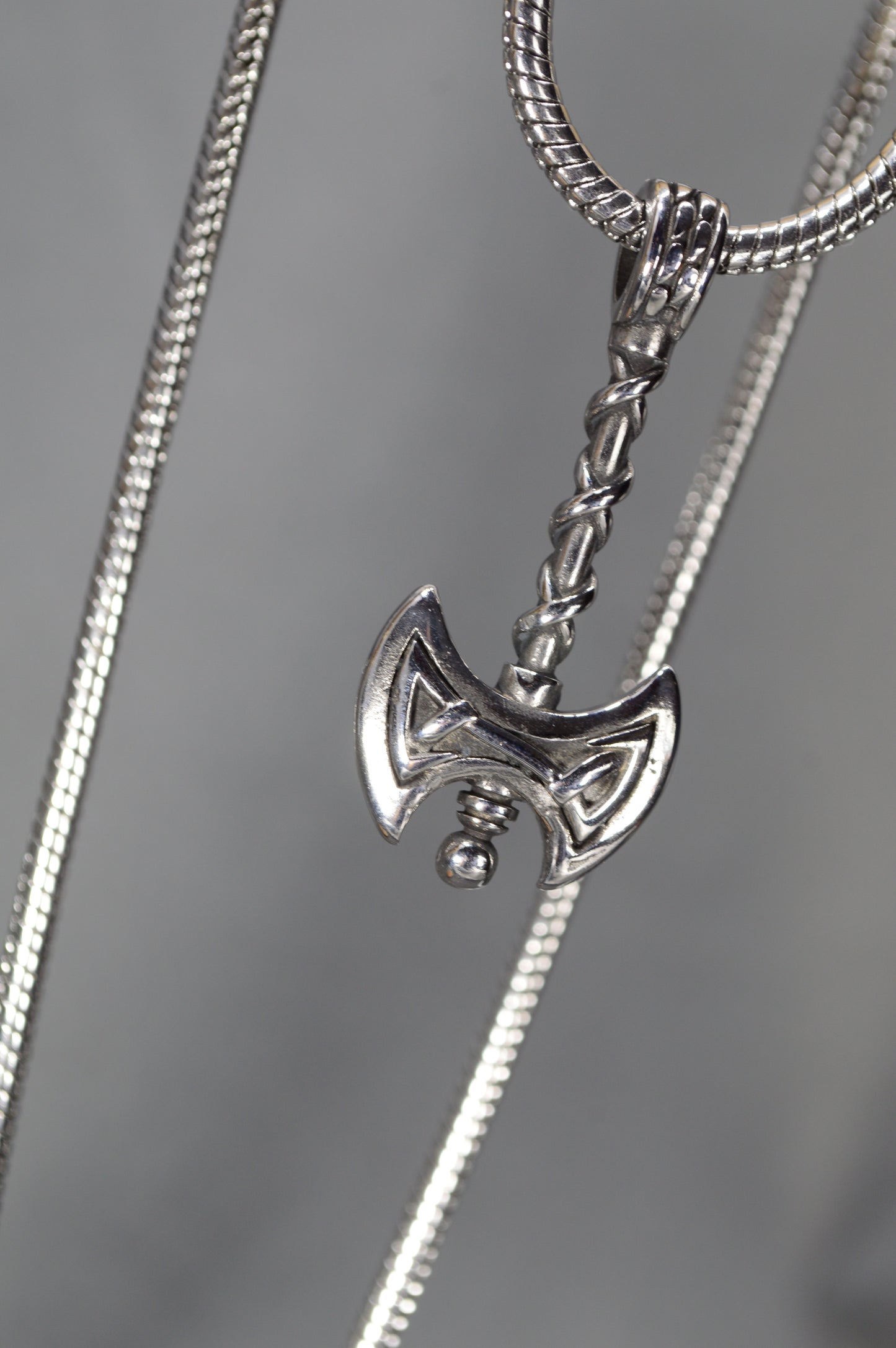 Viking Axe Pendant Necklace – Stainless Steel Norse Battle Axe Amulet