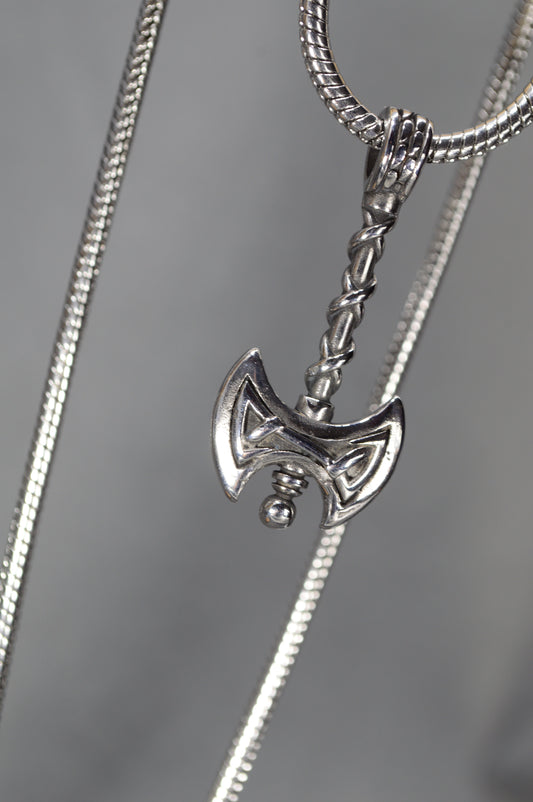 Viking Axe Pendant Necklace – Stainless Steel Norse Battle Axe Amulet