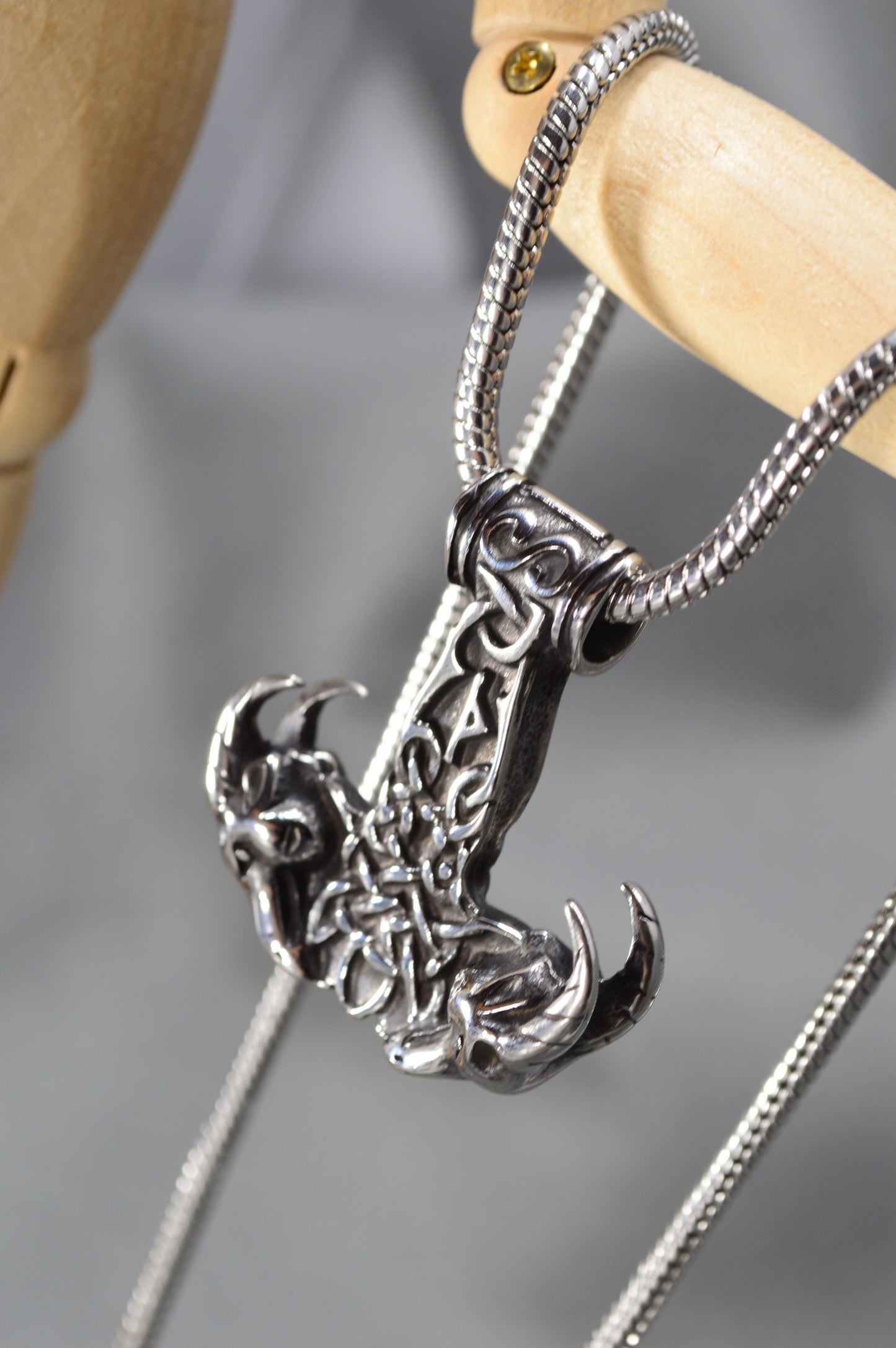 Horned Skull Pendant Gothic Necklace