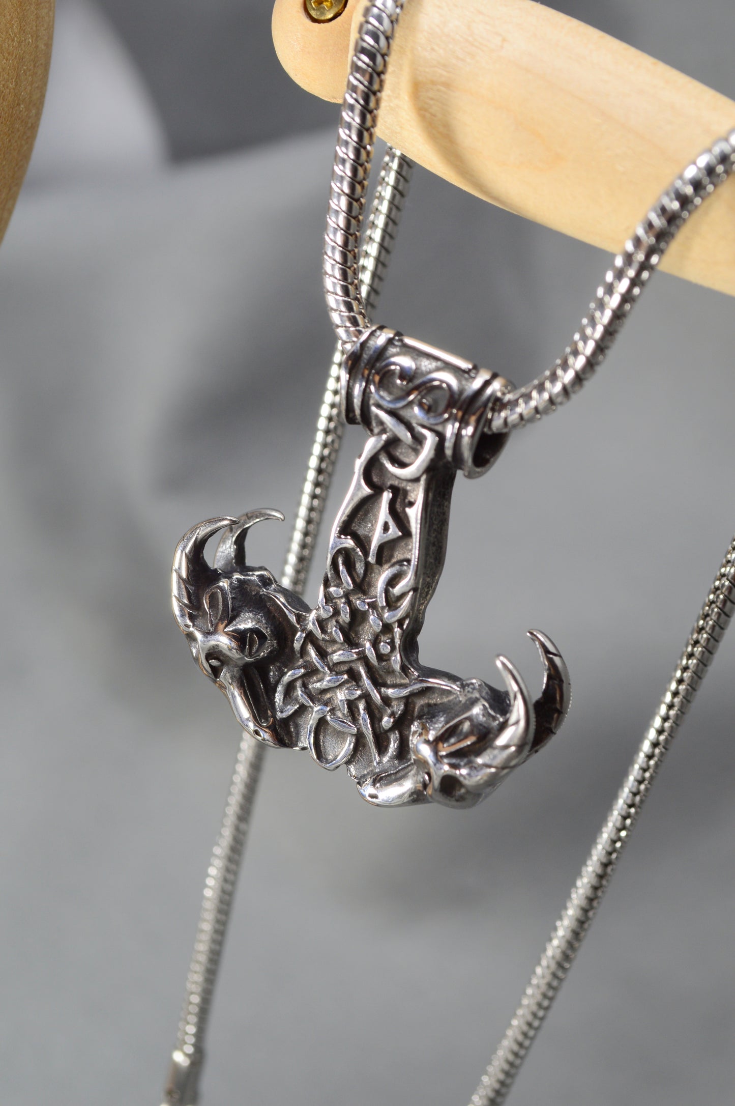 Horned Skull Pendant Gothic Necklace