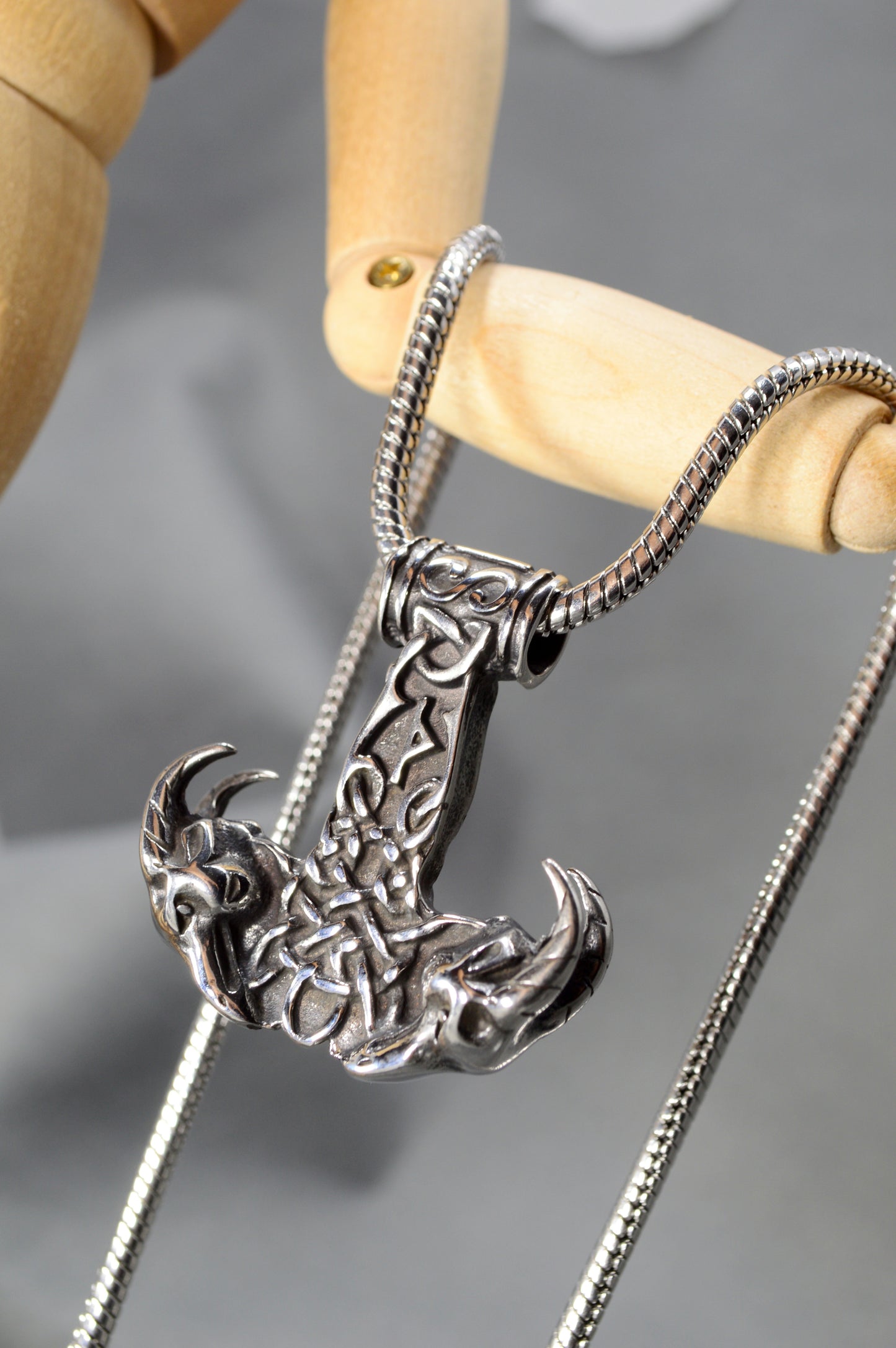 Horned Skull Pendant Gothic Necklace