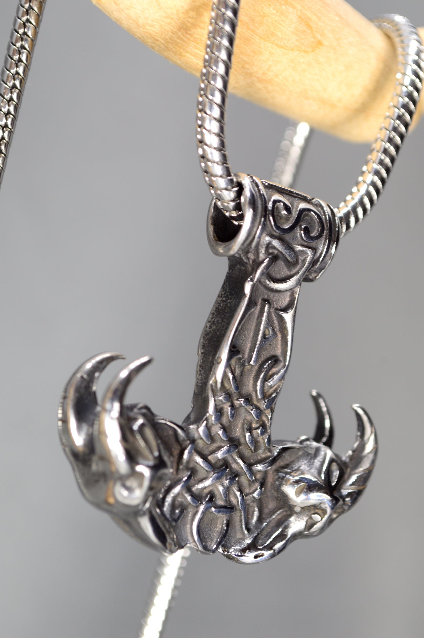Horned Skull Pendant Gothic Necklace