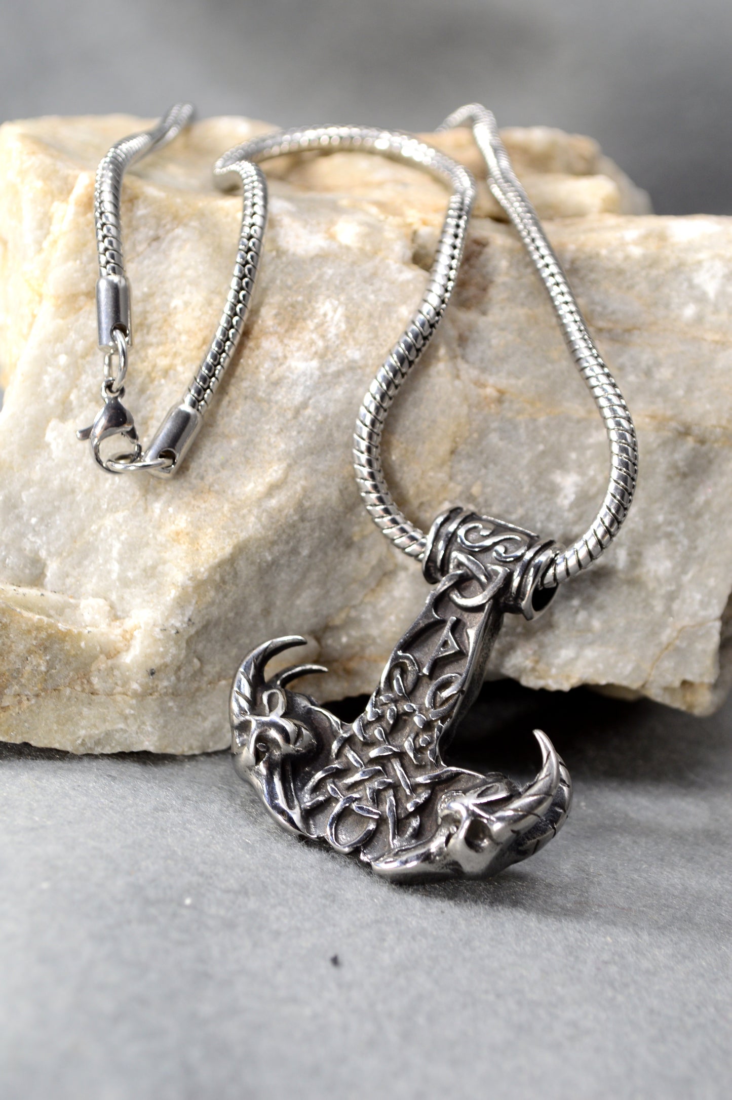 Horned Skull Pendant Gothic Necklace