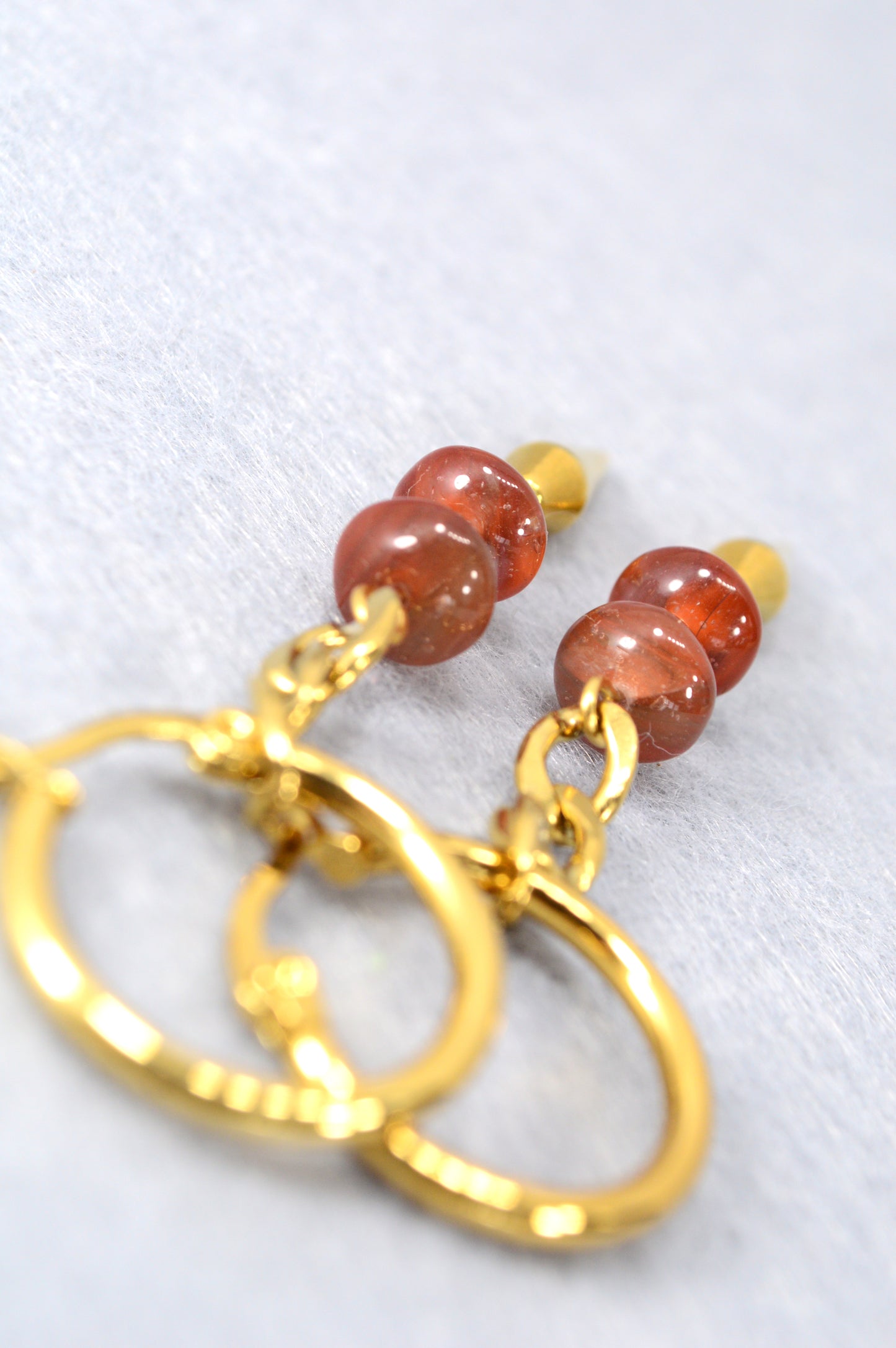 Gold Hoop Earrings with Czech Glass Beads | Stainless Steel | 6.5 cm / 2.5"