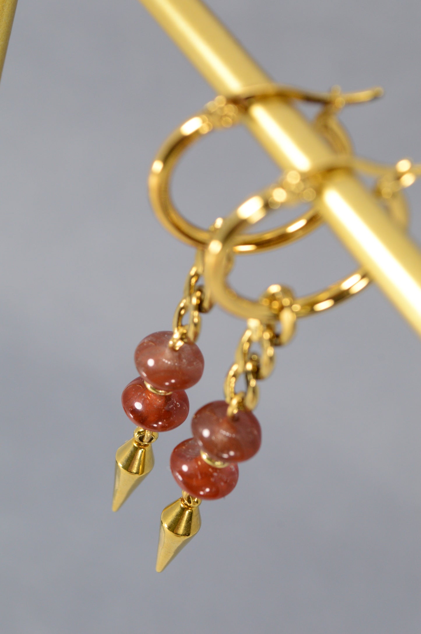Gold Hoop Earrings with Czech Glass Beads | Stainless Steel | 6.5 cm / 2.5"