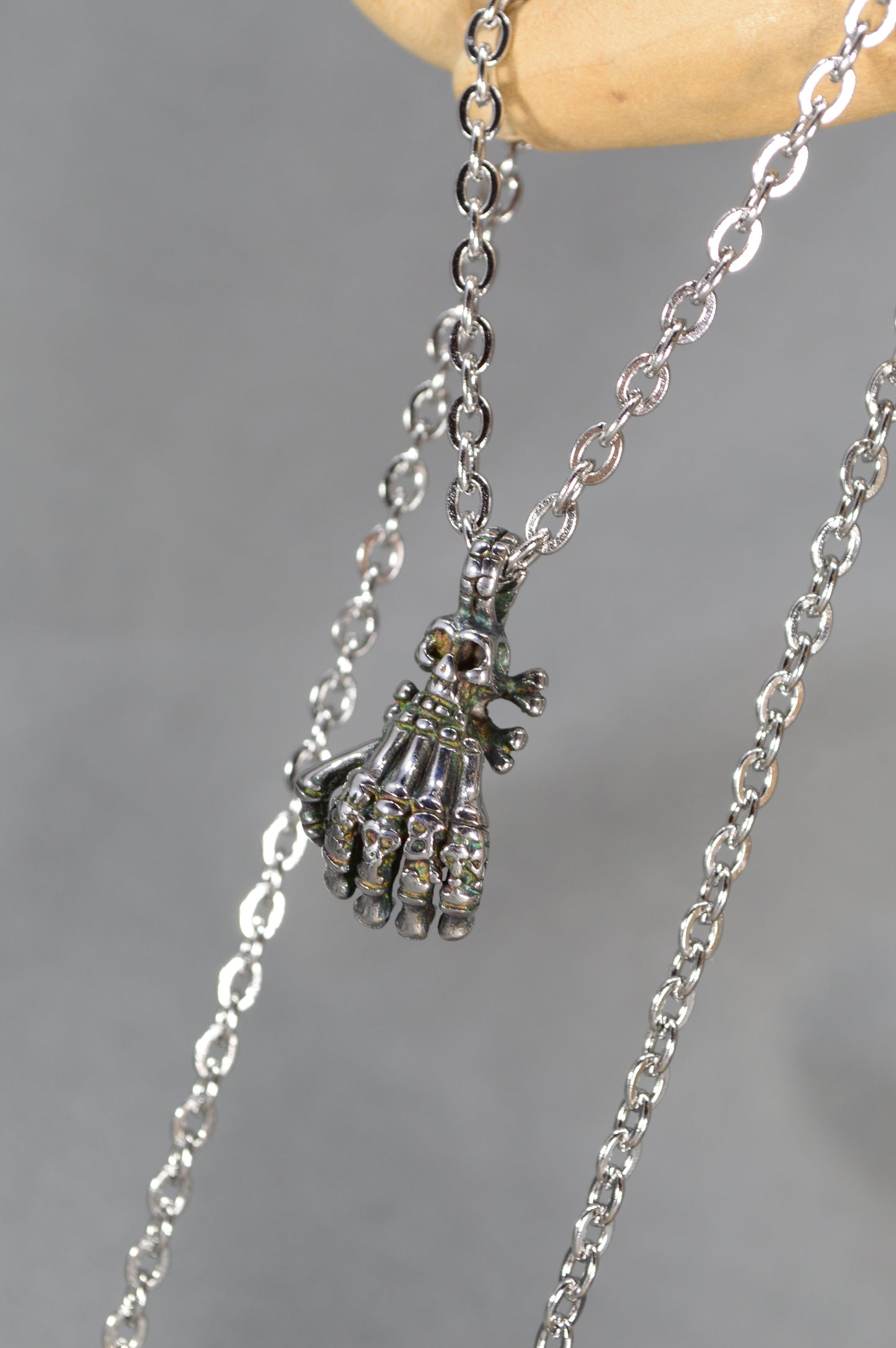 Skeleton Hand Pendant Necklace – Gothic Stainless Steel Charm