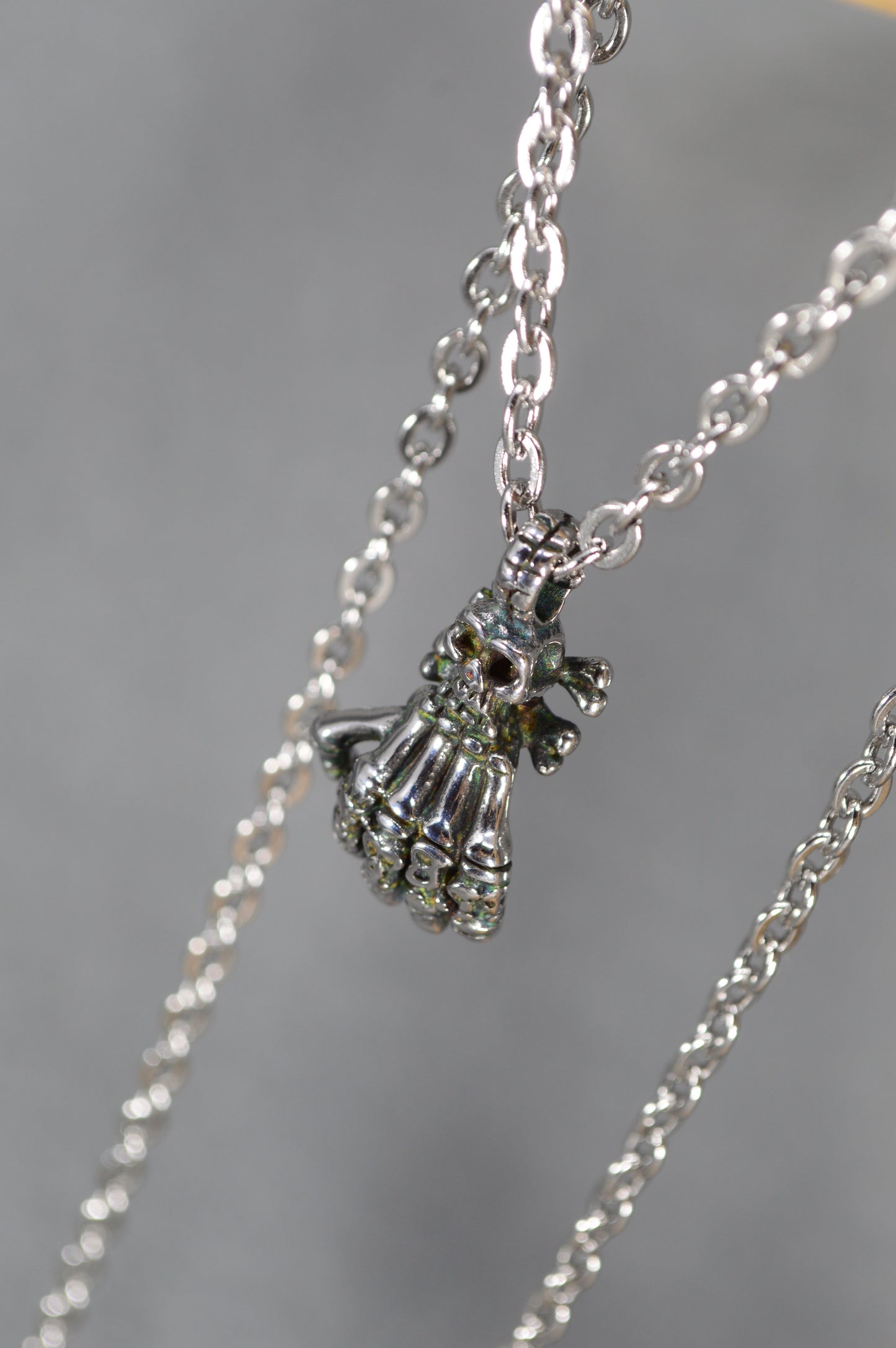Skeleton Hand Pendant Necklace – Gothic Stainless Steel Charm