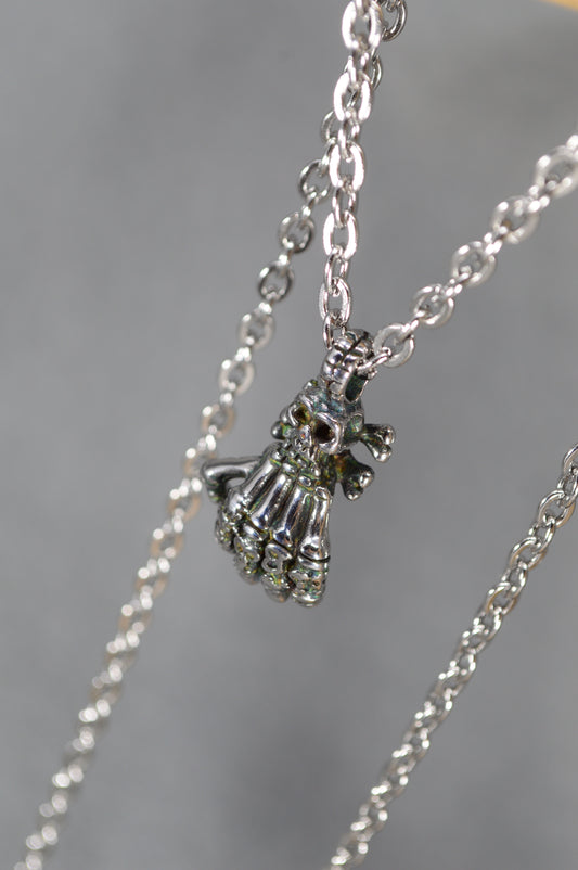 Skeleton Hand Pendant Necklace – Gothic Stainless Steel Charm