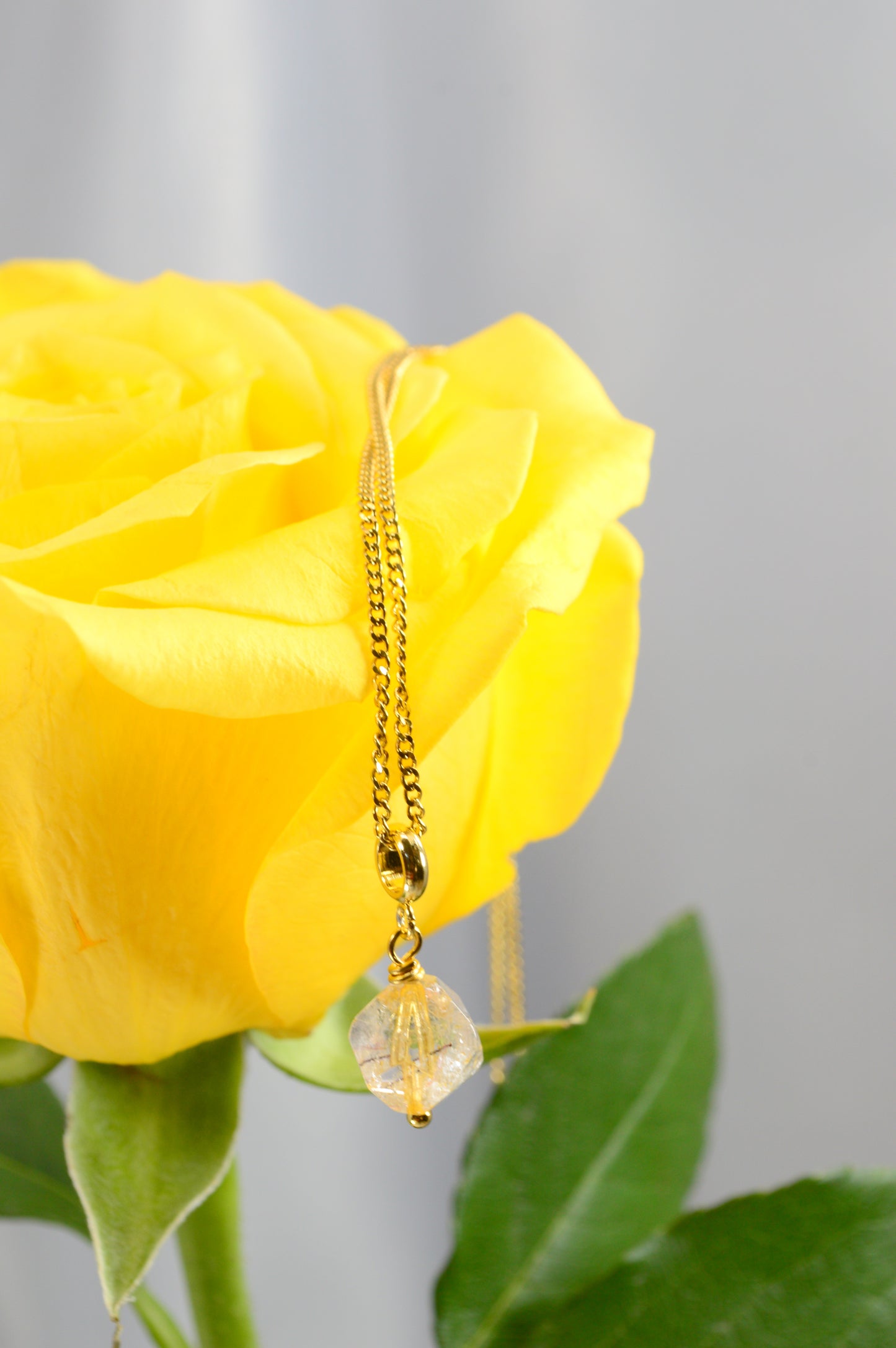 Super Seven Crystal Necklace – Raw Gemstone Pendant on Gold Stainless Steel Chain