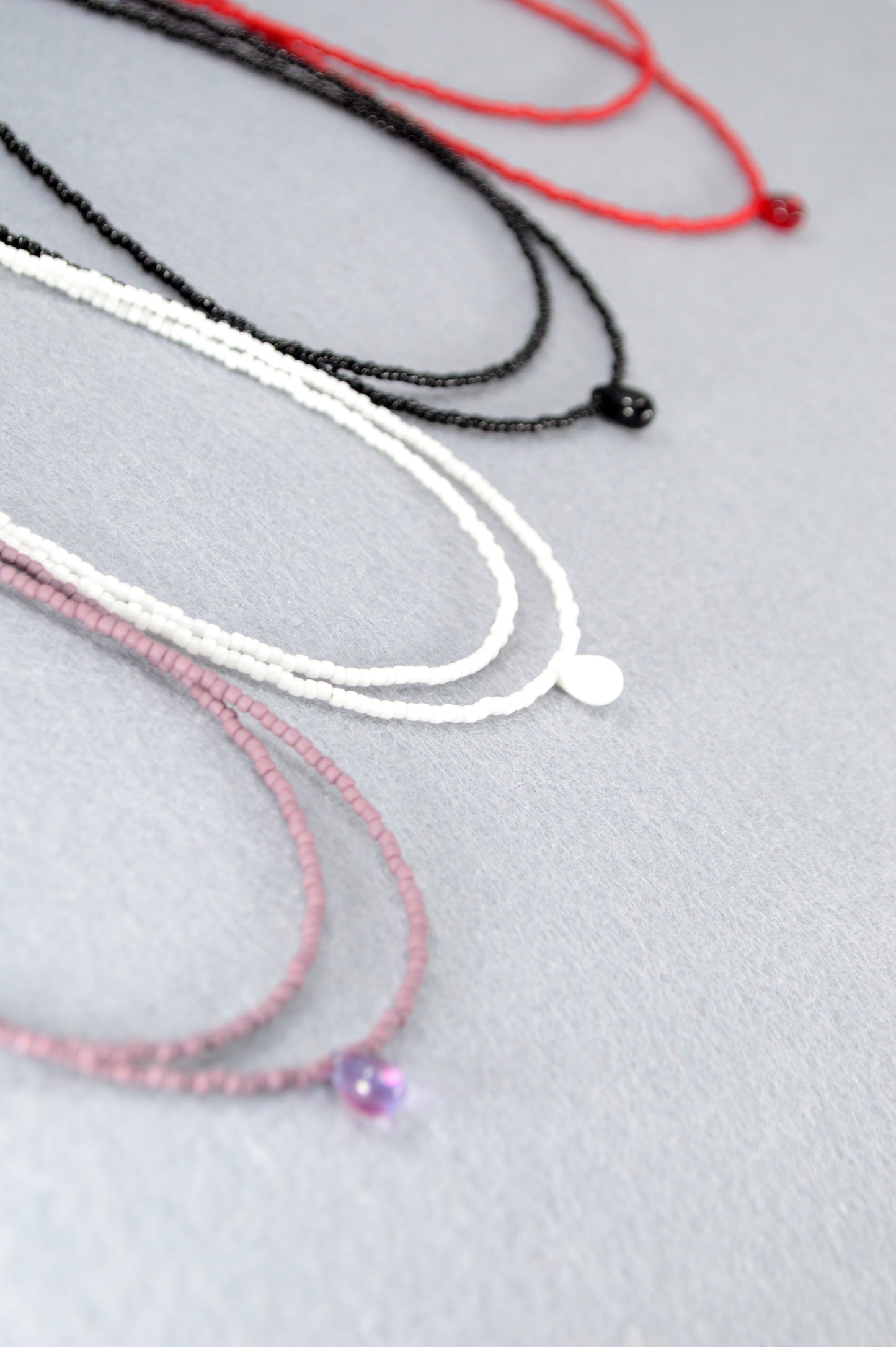 Double Strand Seed Bead Choker with Glass Accent – Minimalist Beaded Necklace