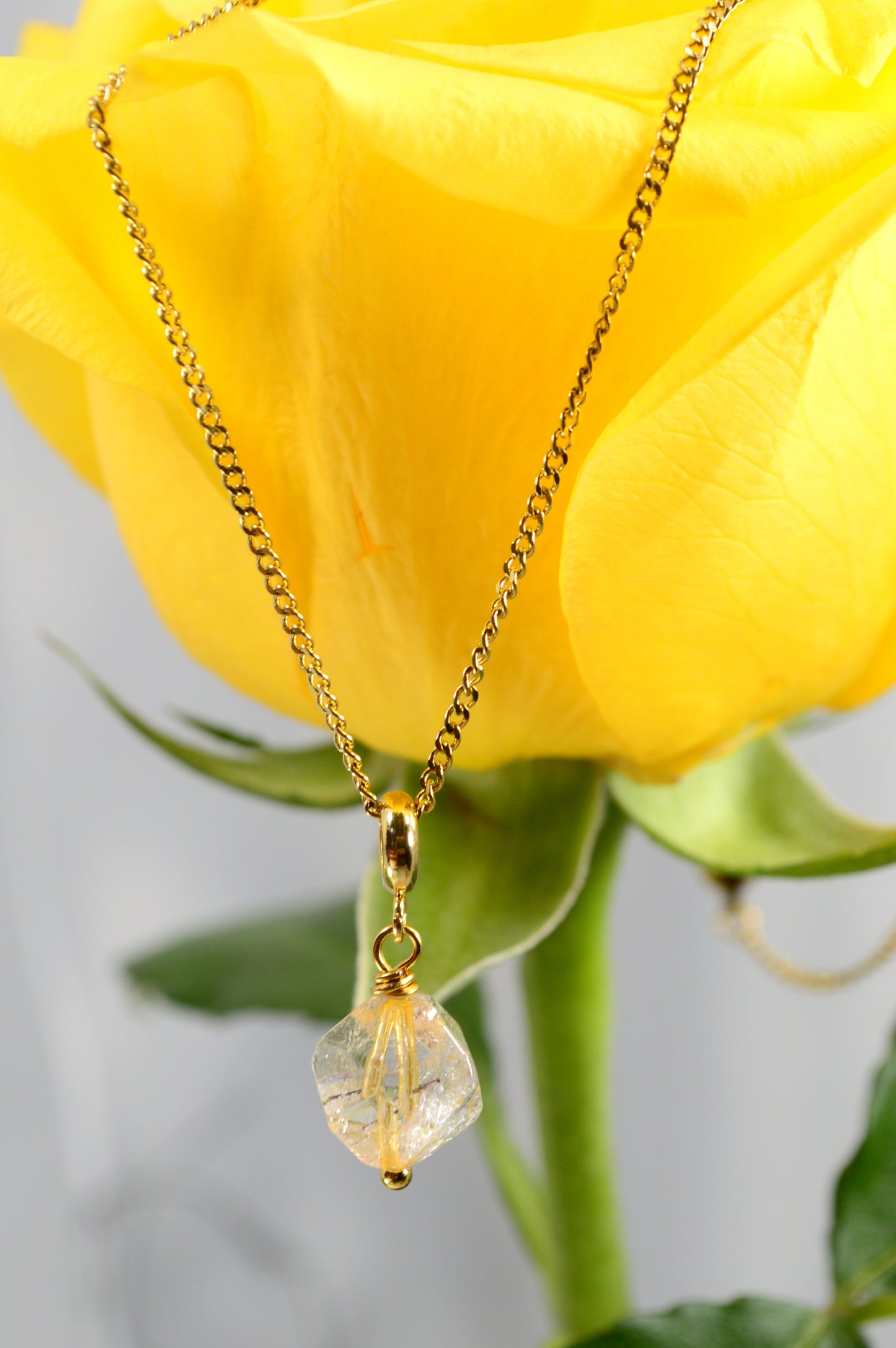 Super Seven Crystal Necklace – Raw Gemstone Pendant on Gold Stainless Steel Chain