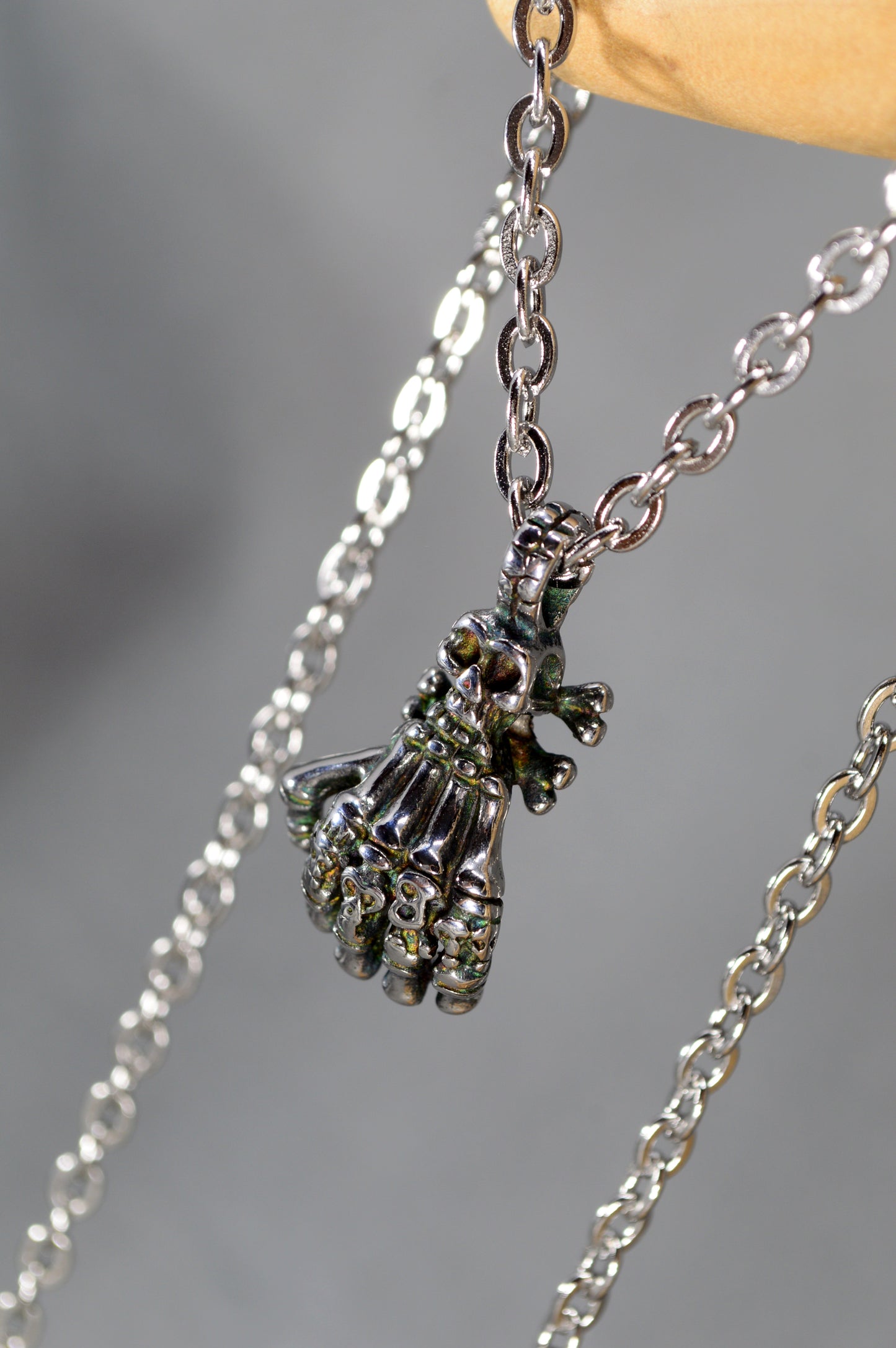 Skeleton Hand Pendant Necklace – Gothic Stainless Steel Charm
