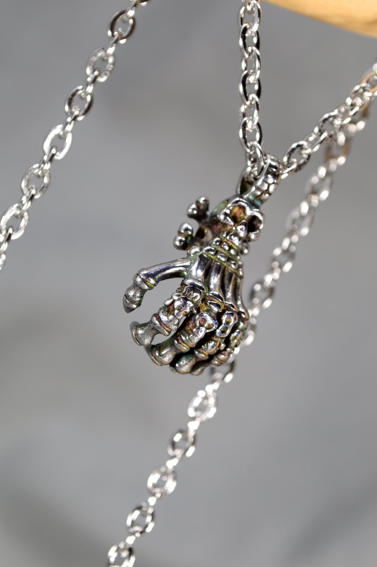 Skeleton Hand Pendant Necklace – Gothic Stainless Steel Charm