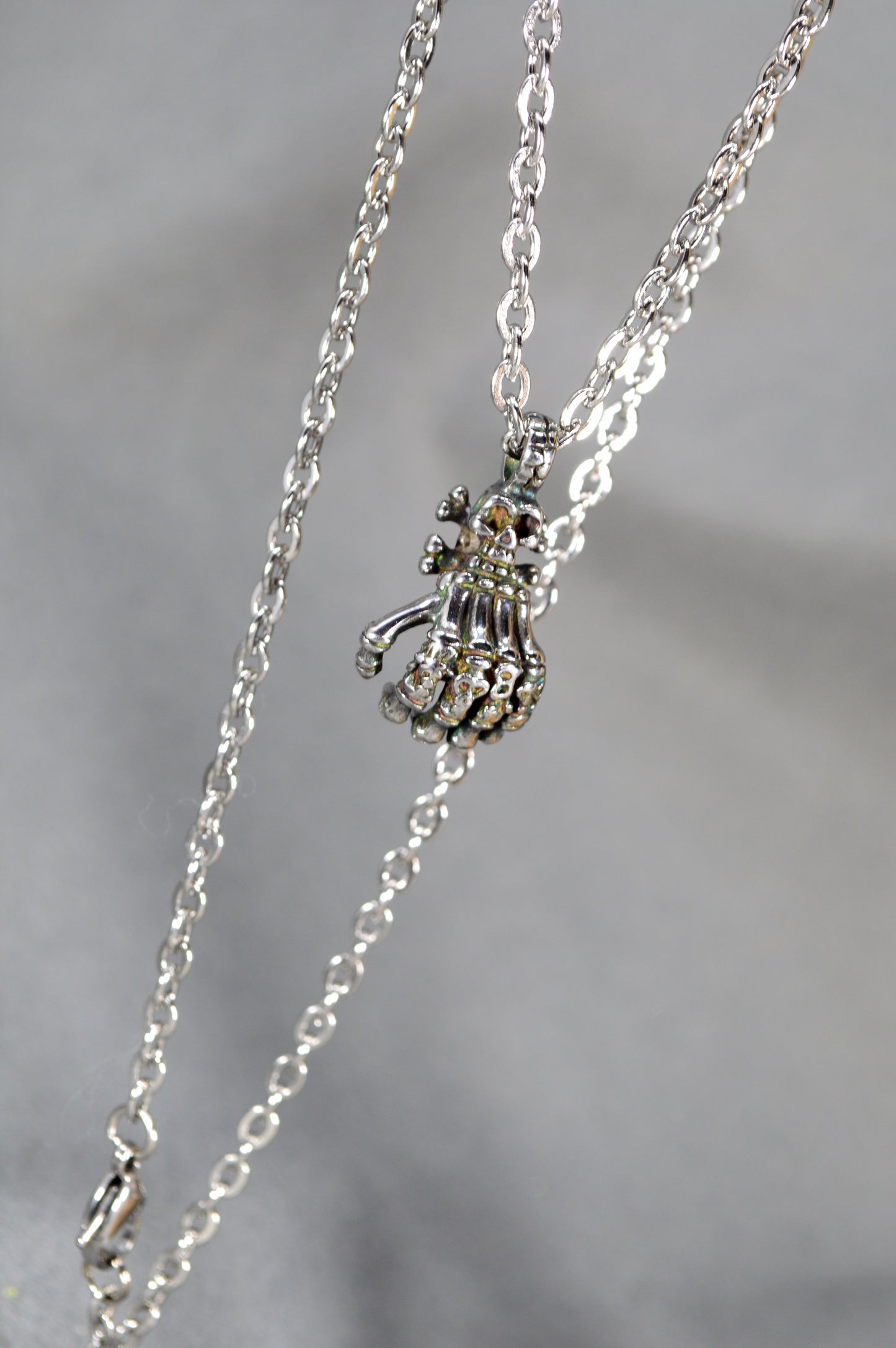 Skeleton Hand Pendant Necklace – Gothic Stainless Steel Charm