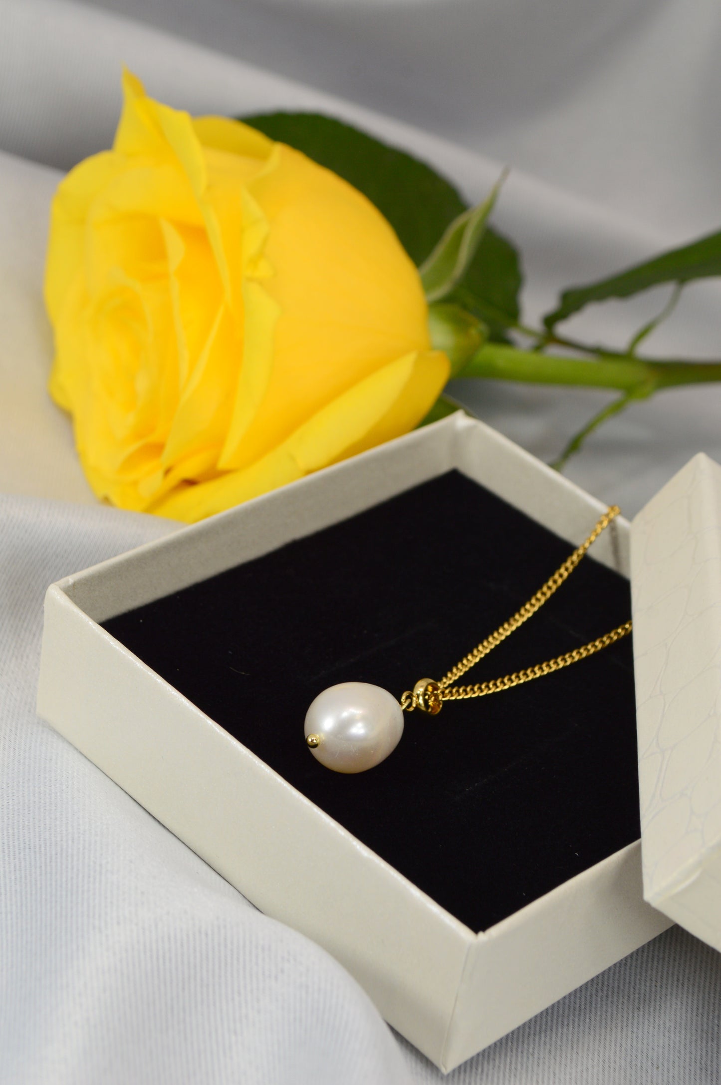 Freshwater Pearl Pendant Necklace – Gold Stainless Steel Chain, 3 Pearl Shapes