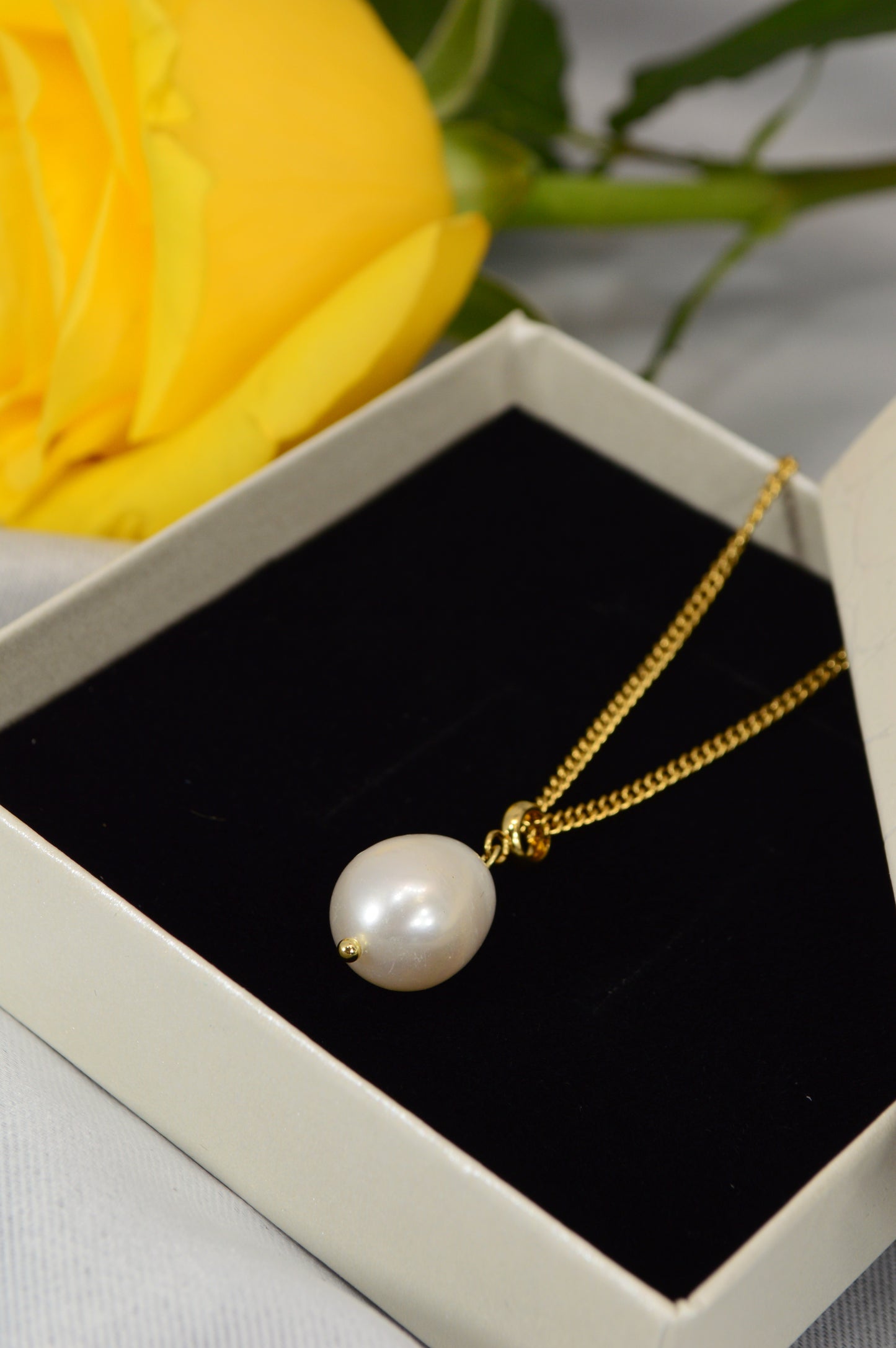 Freshwater Pearl Pendant Necklace – Gold Stainless Steel Chain, 3 Pearl Shapes