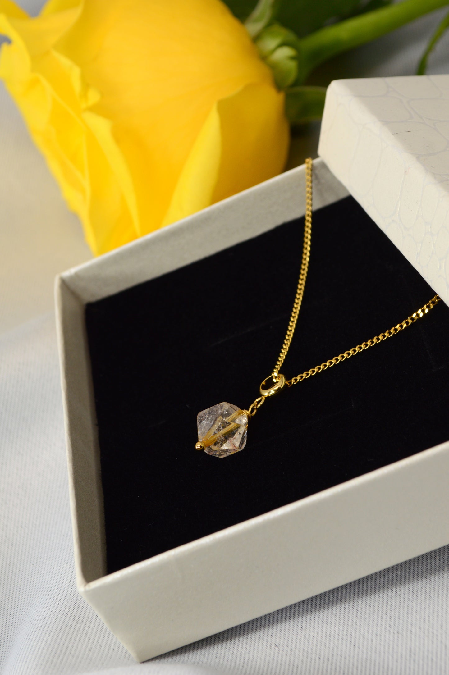 Super Seven Crystal Necklace – Raw Gemstone Pendant on Gold Stainless Steel Chain