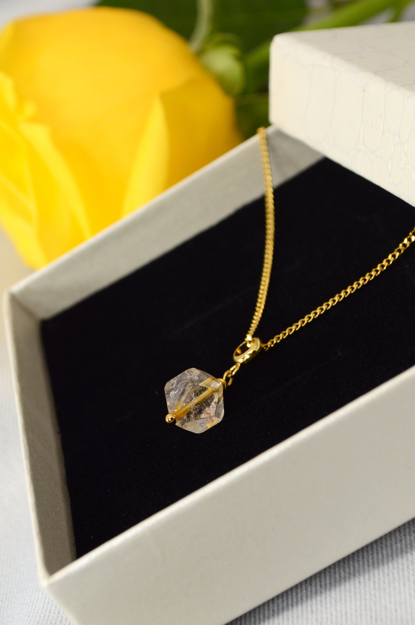 Super Seven Crystal Necklace – Raw Gemstone Pendant on Gold Stainless Steel Chain