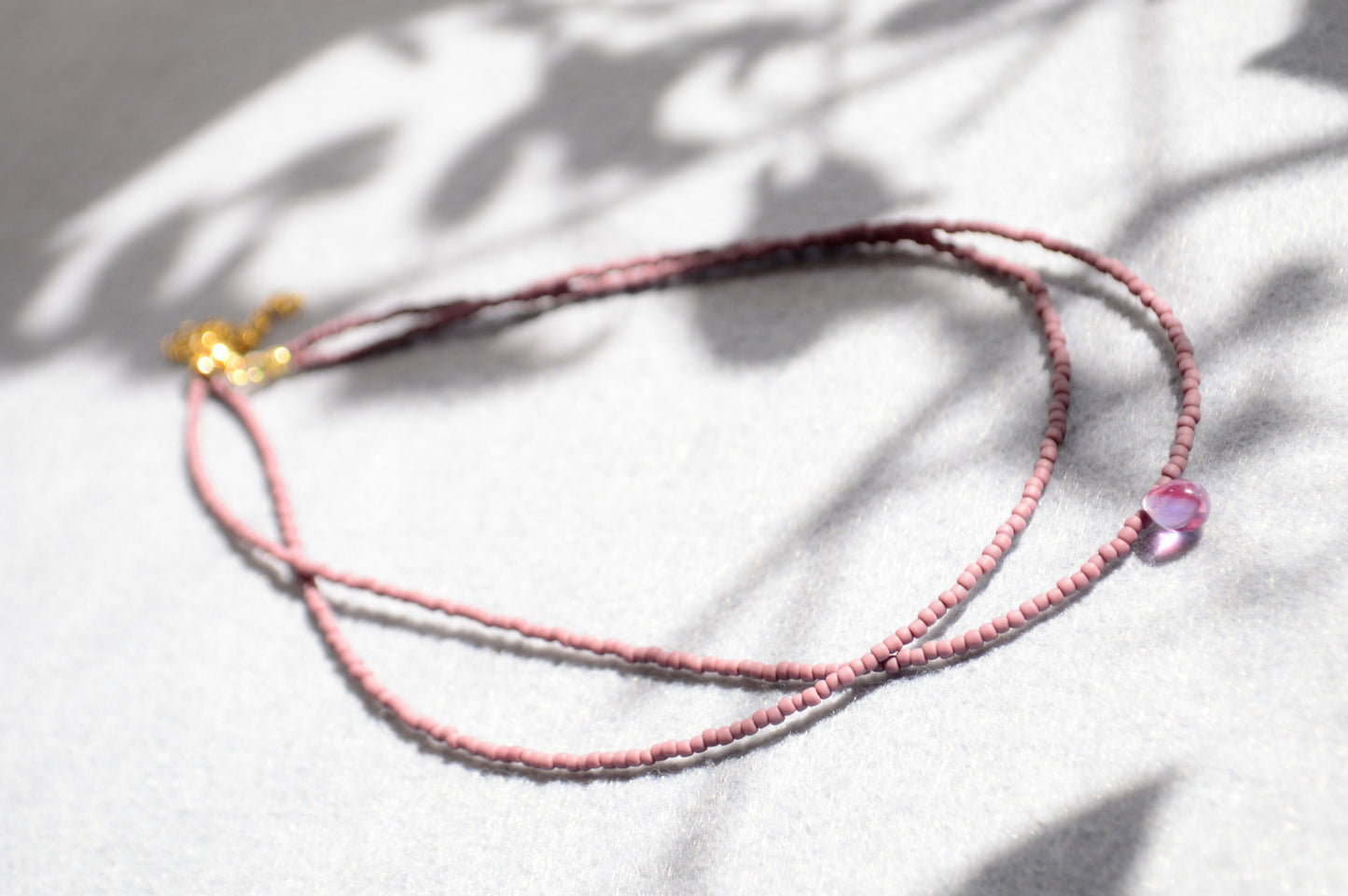 Double Strand Seed Bead Choker with Glass Accent – Minimalist Beaded Necklace