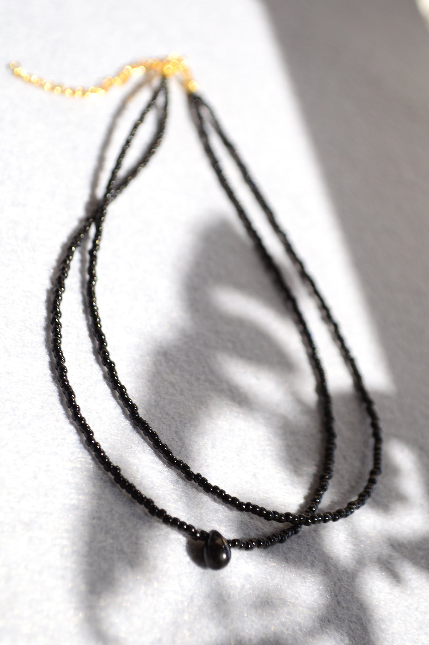 Double Strand Seed Bead Choker with Glass Accent – Minimalist Beaded Necklace