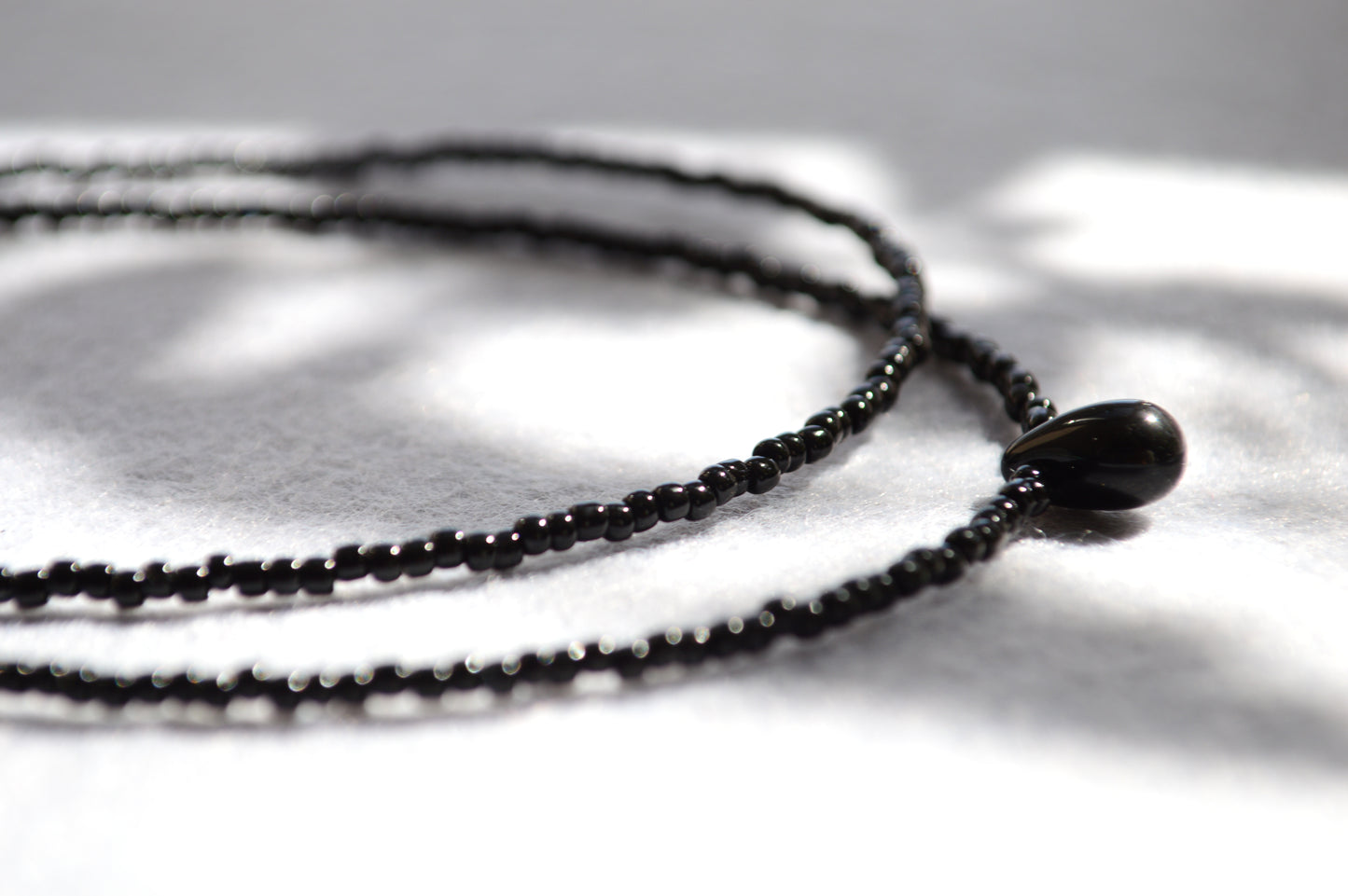 Double Strand Seed Bead Choker with Glass Accent – Minimalist Beaded Necklace