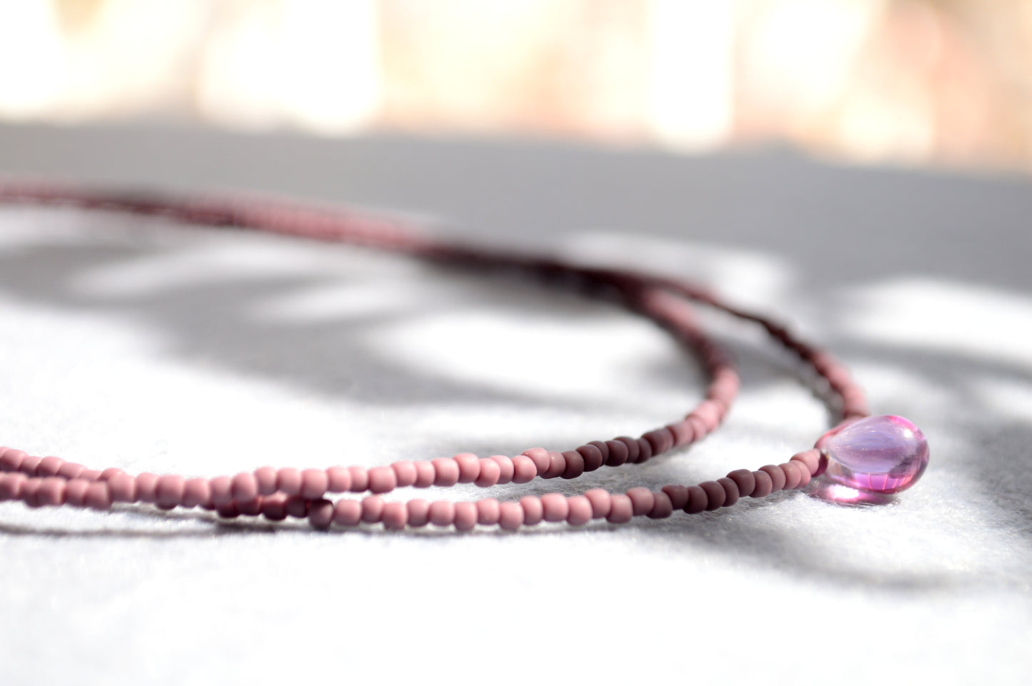 Double Strand Seed Bead Choker with Glass Accent – Minimalist Beaded Necklace