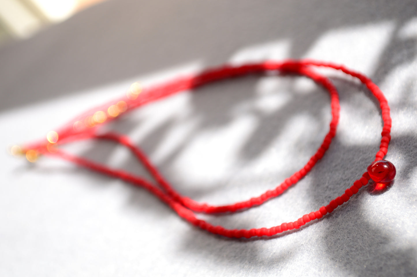 Double Strand Seed Bead Choker with Glass Accent – Minimalist Beaded Necklace