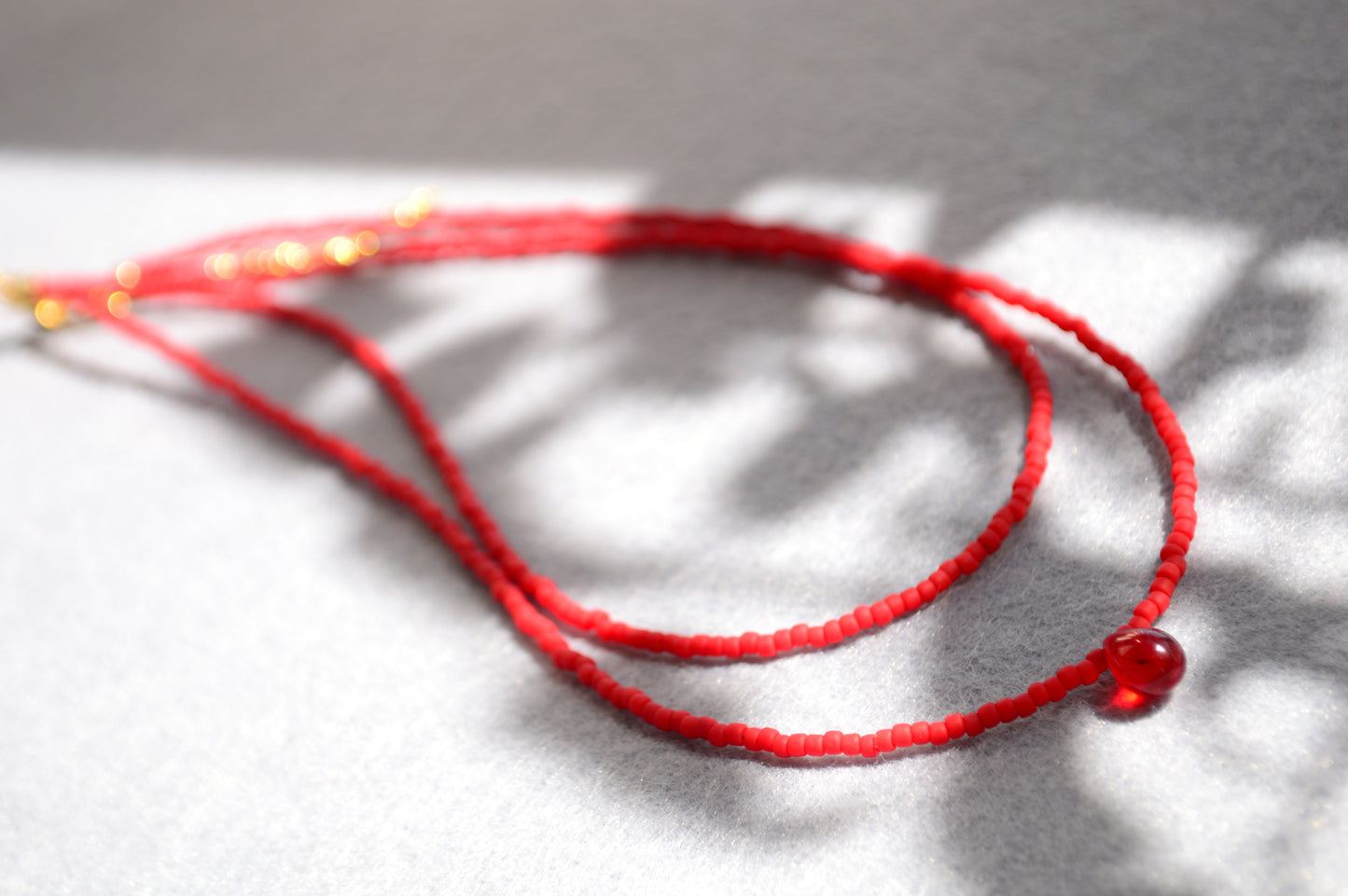 Double Strand Seed Bead Choker with Glass Accent – Minimalist Beaded Necklace