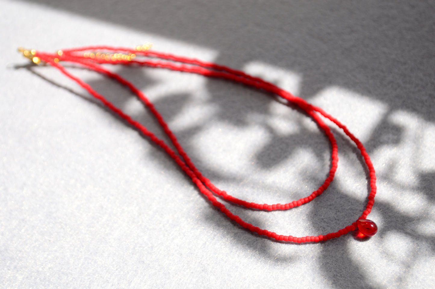Double Strand Seed Bead Choker with Glass Accent – Minimalist Beaded Necklace