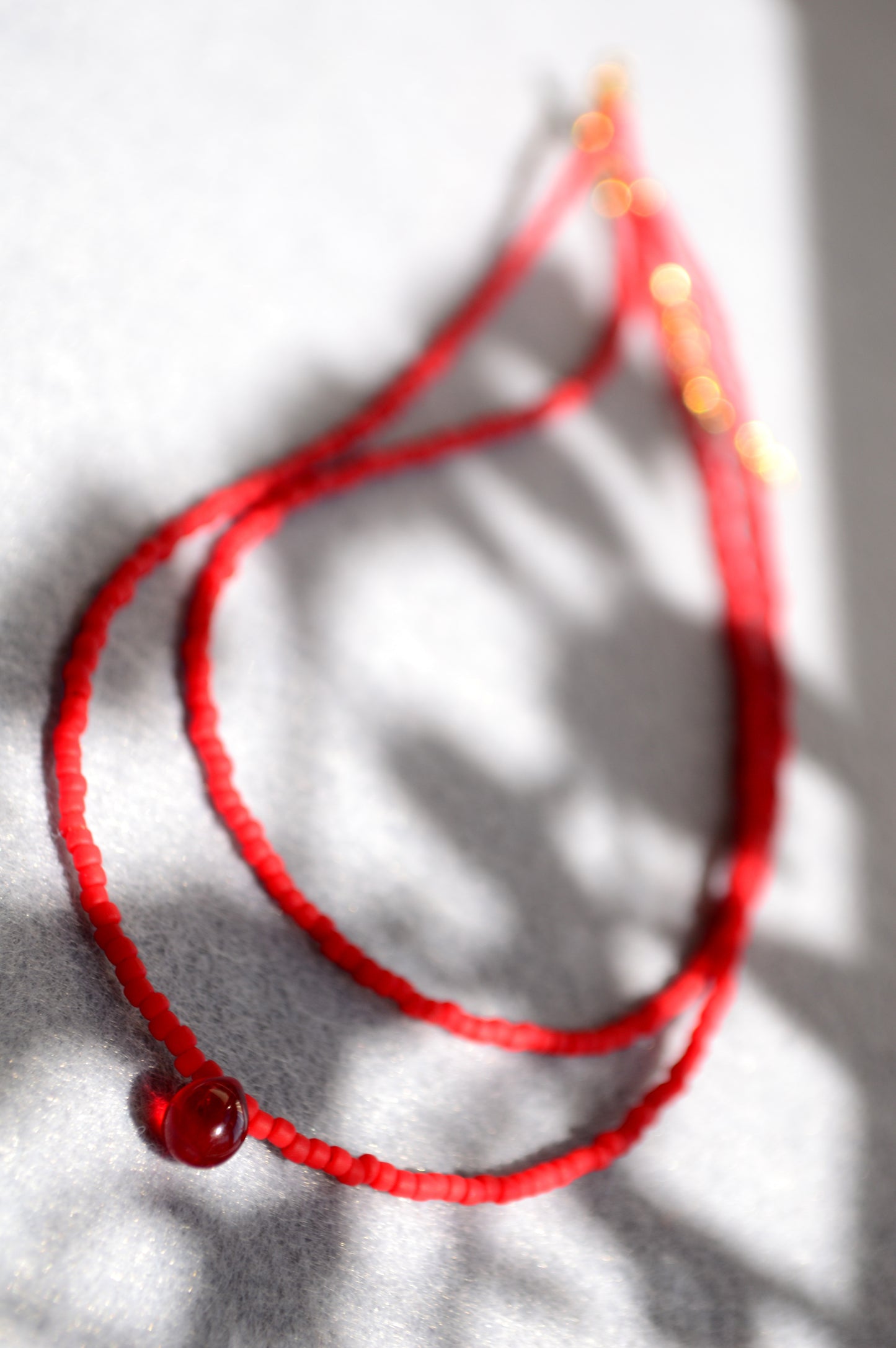 Double Strand Seed Bead Choker with Glass Accent – Minimalist Beaded Necklace