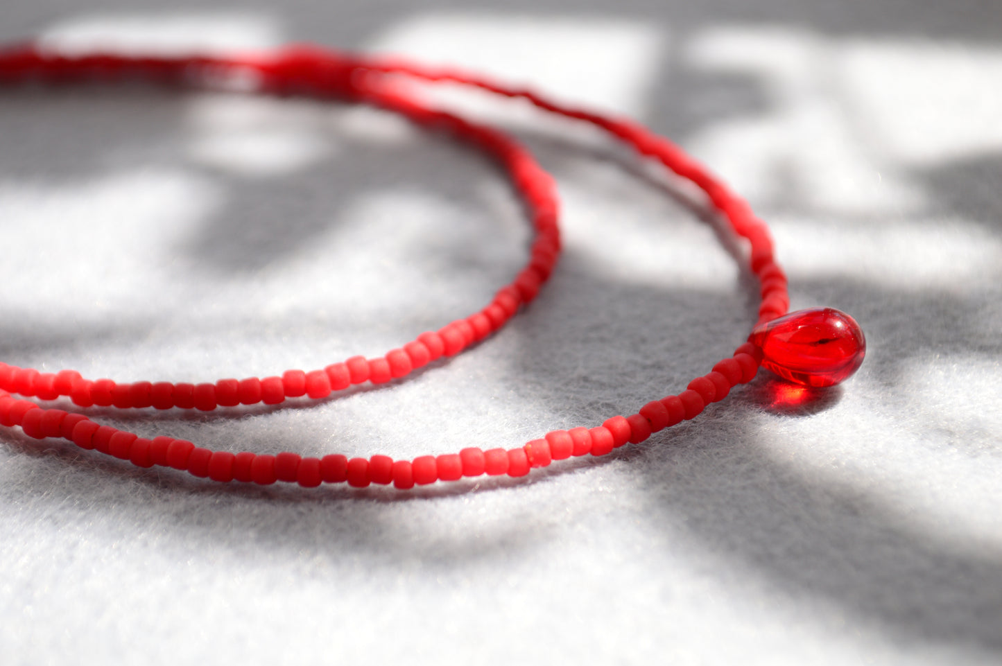 Double Strand Seed Bead Choker with Glass Accent – Minimalist Beaded Necklace