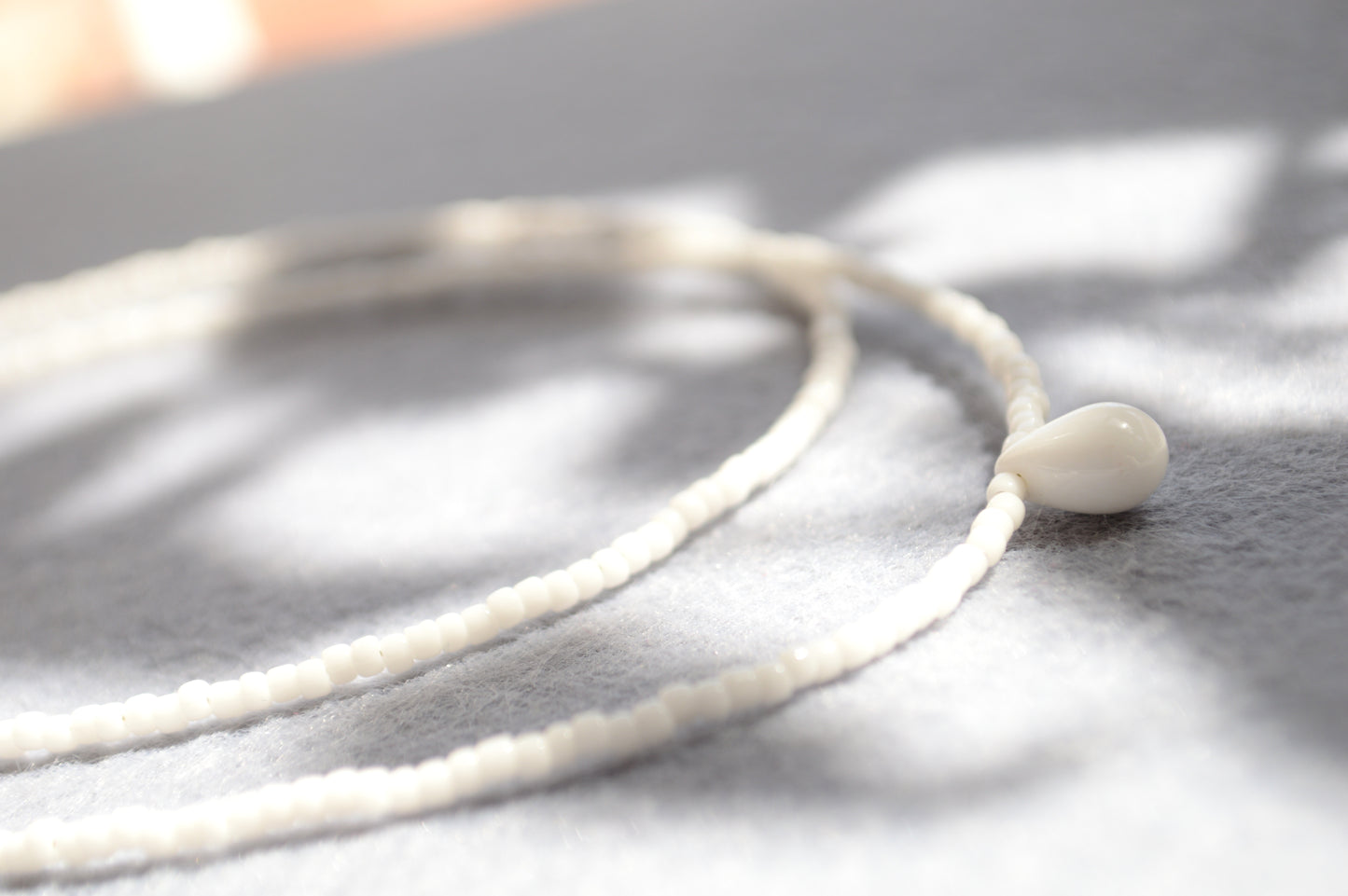 Double Strand Seed Bead Choker with Glass Accent – Minimalist Beaded Necklace