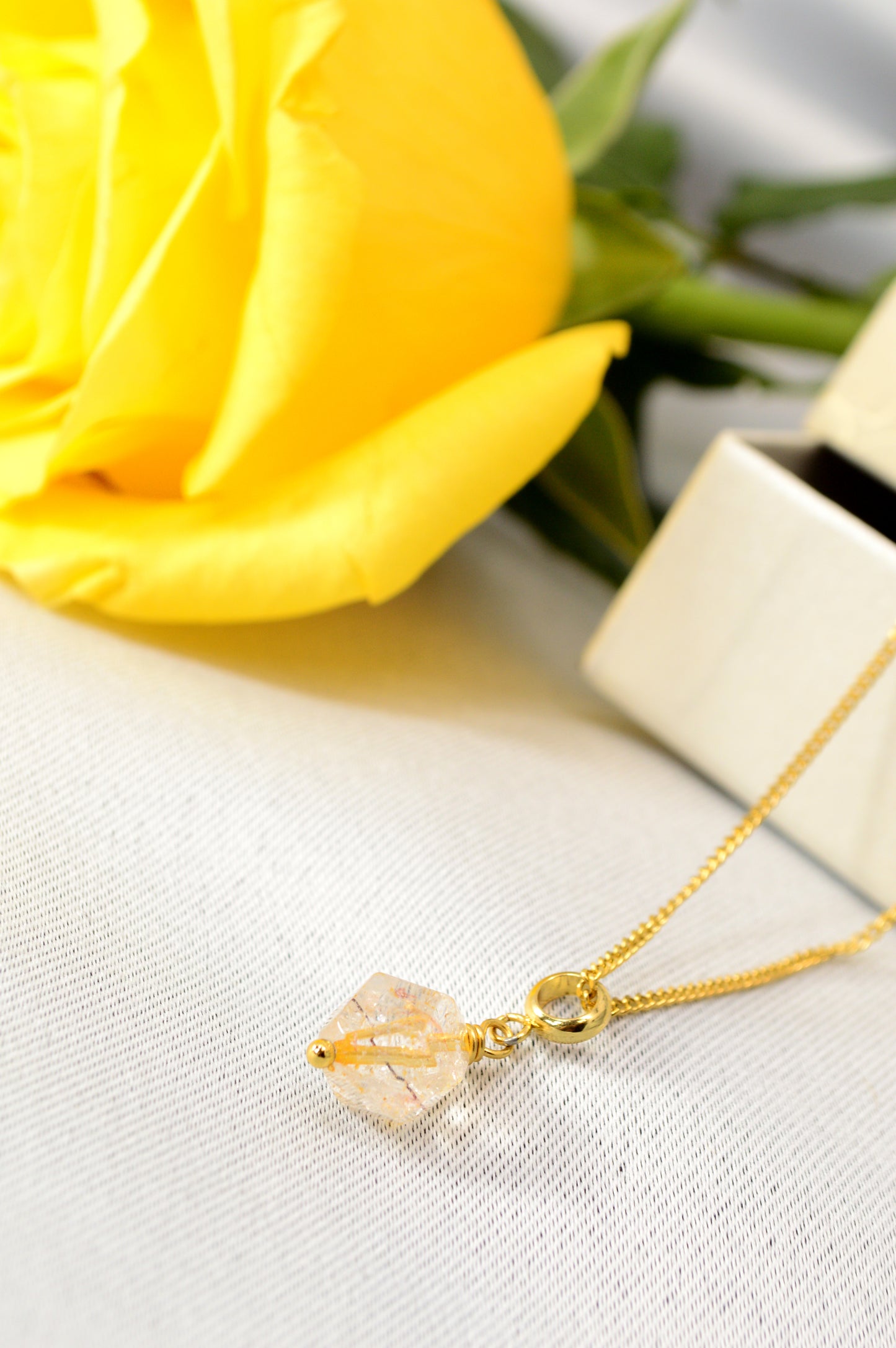 Super Seven Crystal Necklace – Raw Gemstone Pendant on Gold Stainless Steel Chain