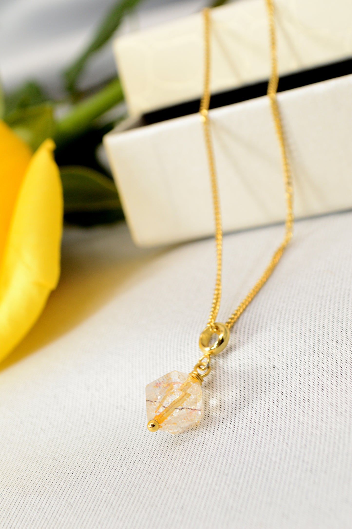 Super Seven Crystal Necklace – Raw Gemstone Pendant on Gold Stainless Steel Chain