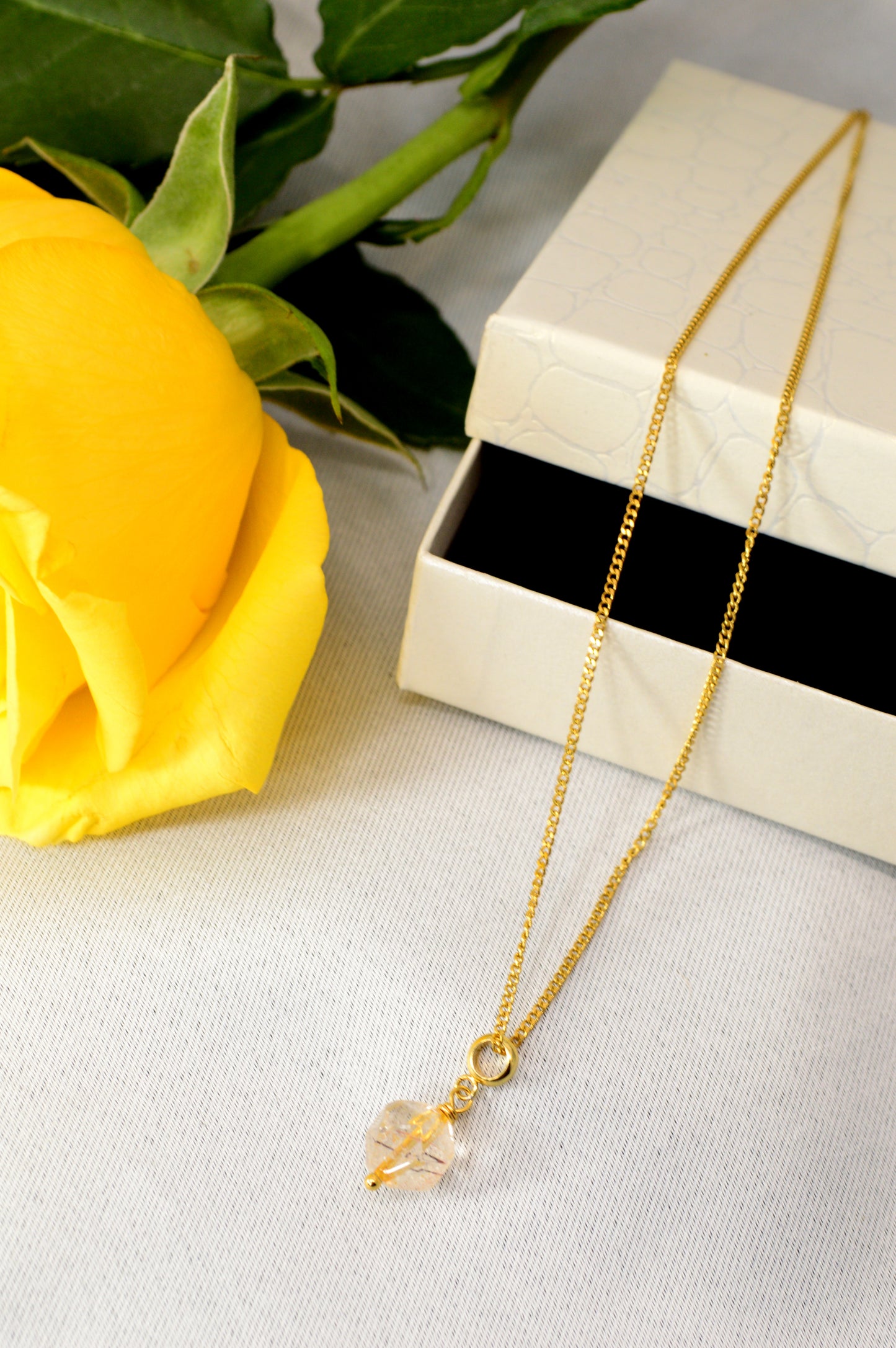 Super Seven Crystal Necklace – Raw Gemstone Pendant on Gold Stainless Steel Chain