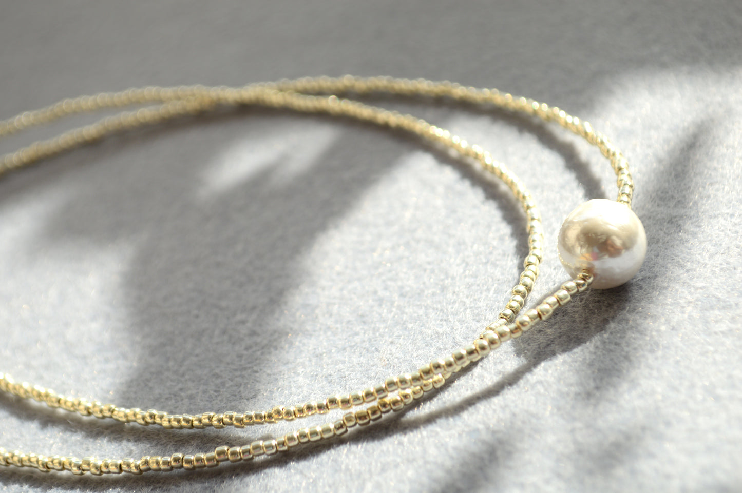 Minimalist Mother of Pearl Choker – Double Strand Seed Bead Necklace