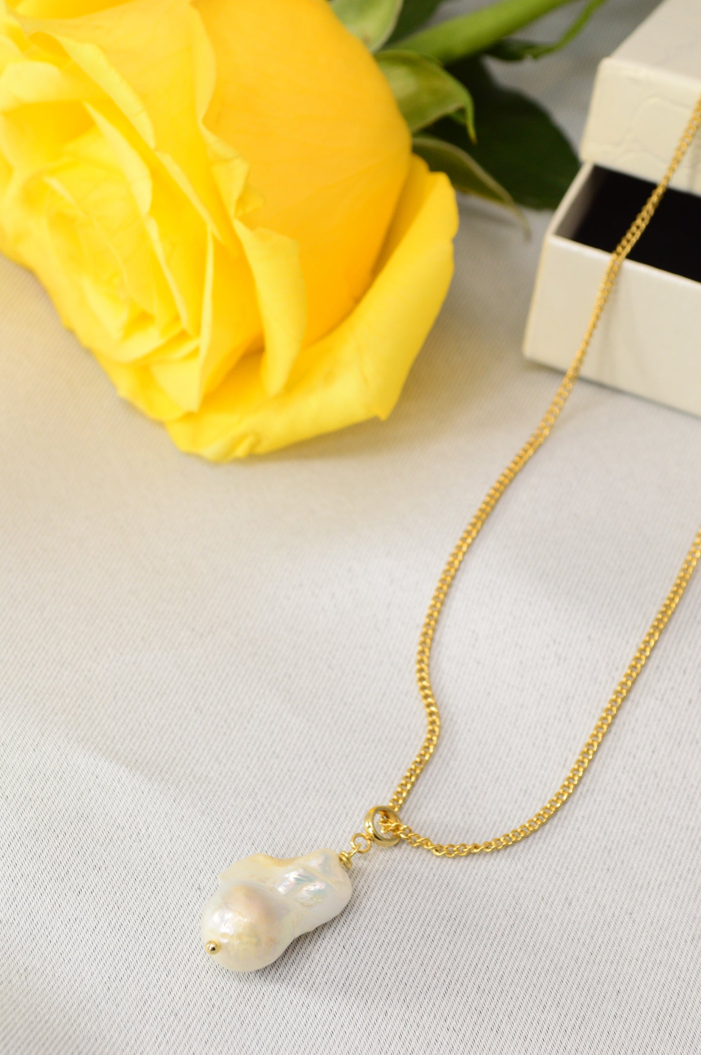 Freshwater Pearl Pendant Necklace – Gold Stainless Steel Chain, 3 Pearl Shapes