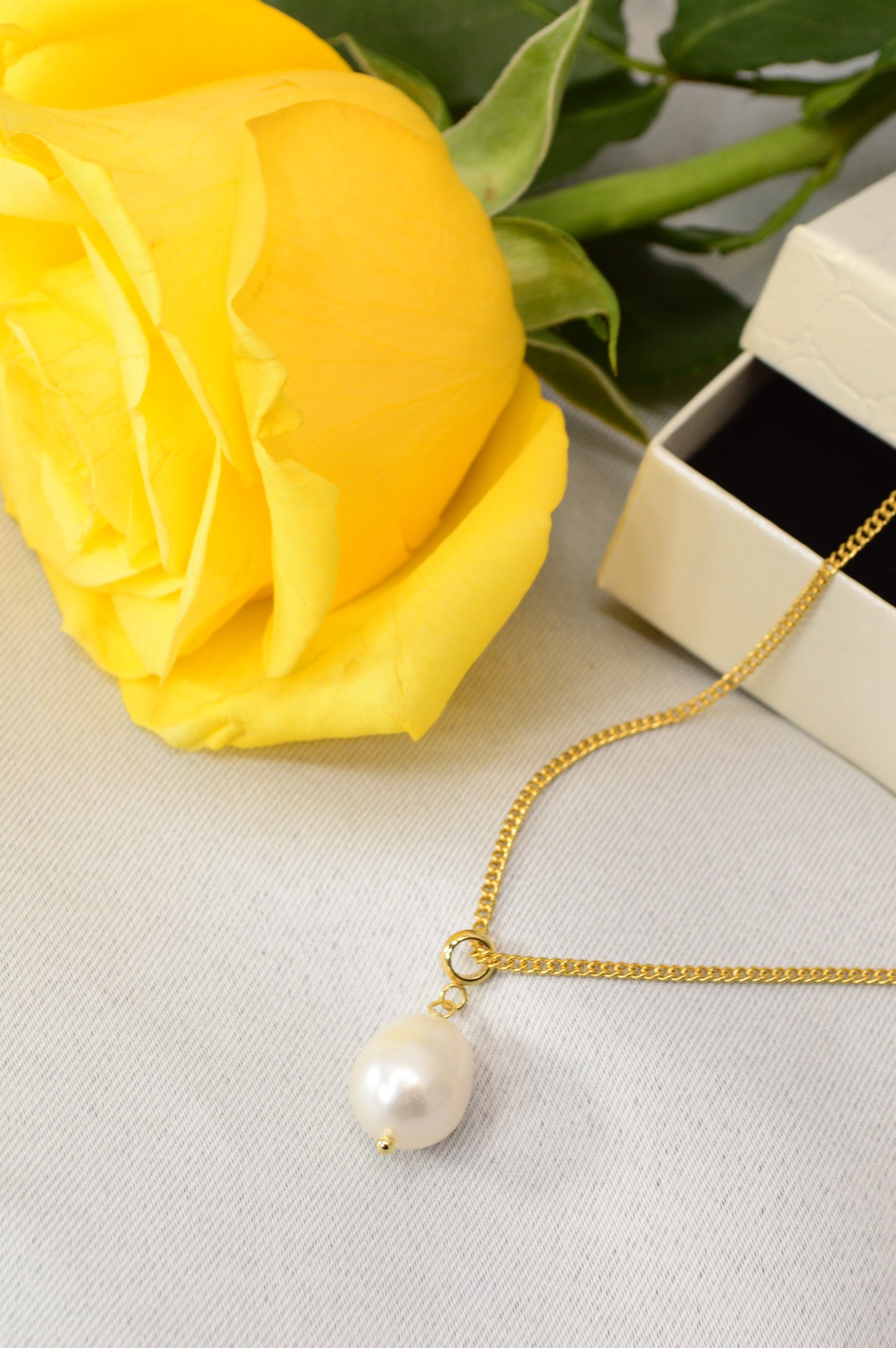 Freshwater Pearl Pendant Necklace – Gold Stainless Steel Chain, 3 Pearl Shapes