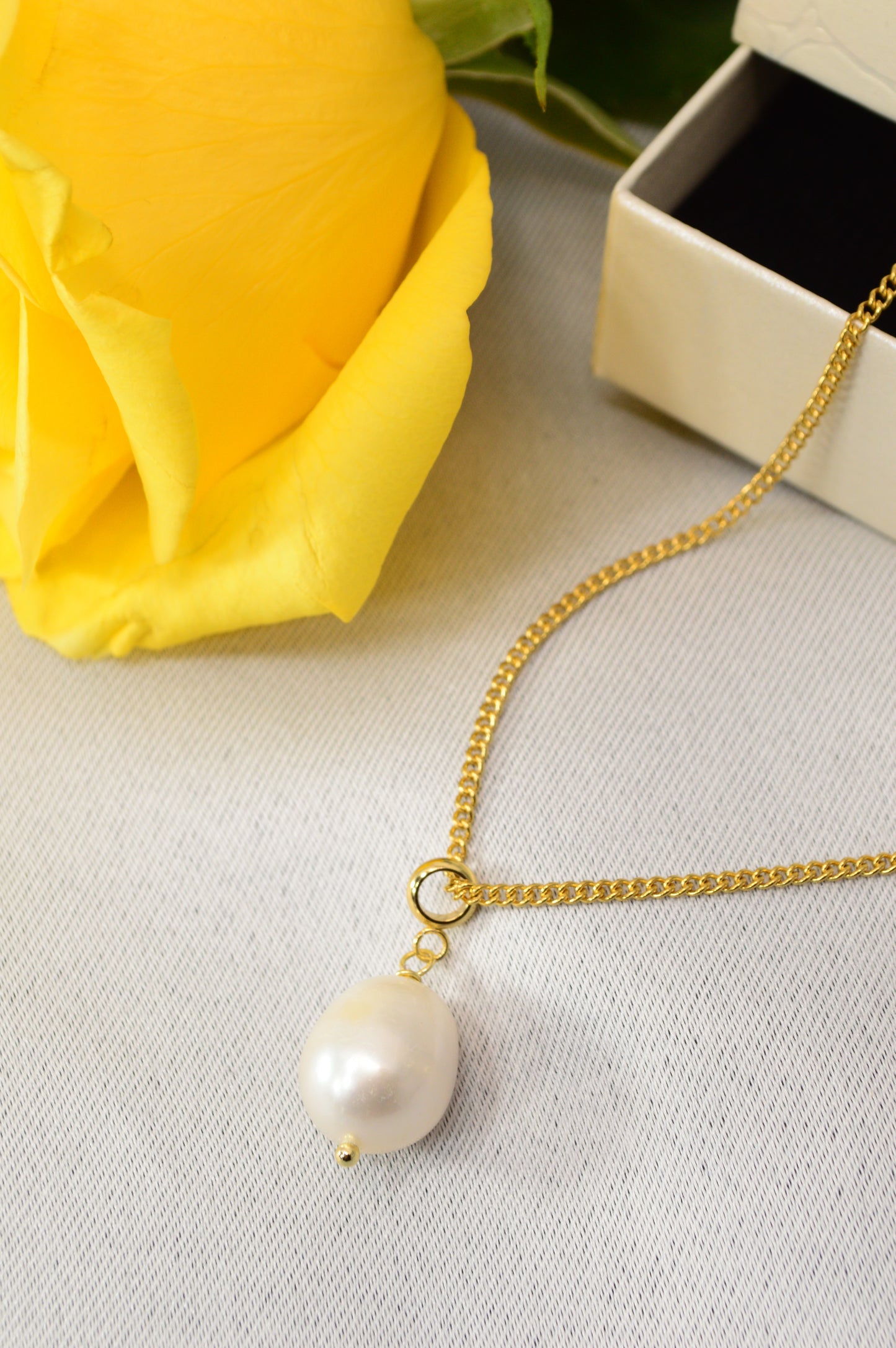 Freshwater Pearl Pendant Necklace – Gold Stainless Steel Chain, 3 Pearl Shapes