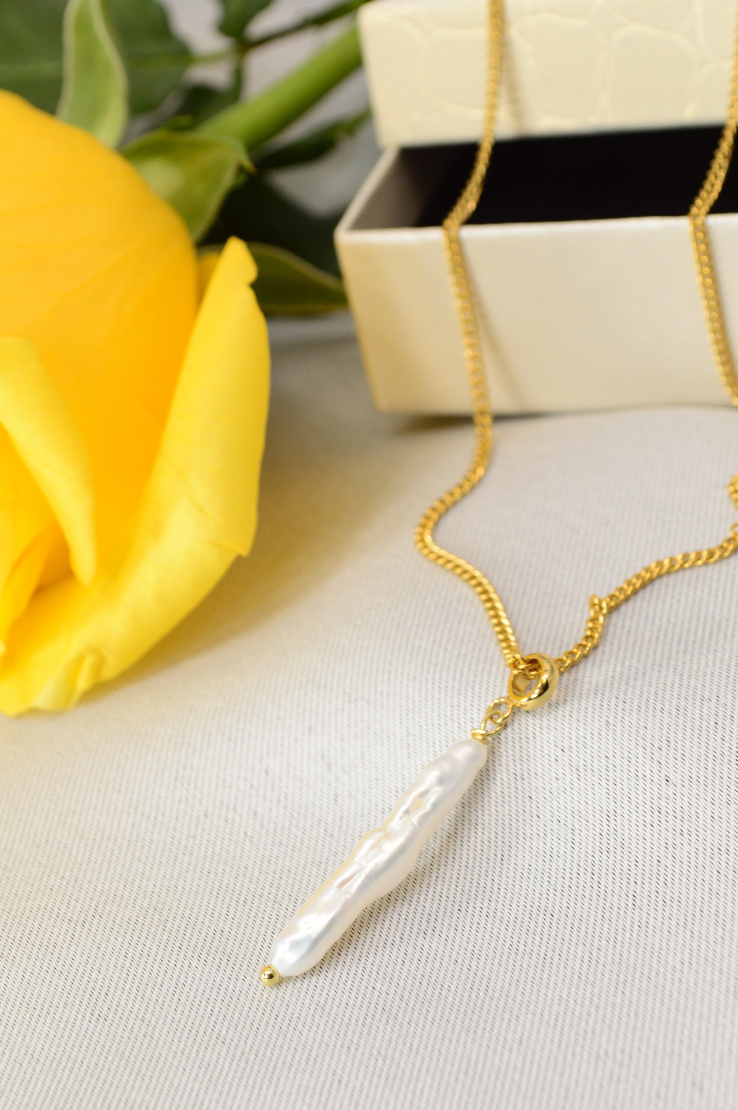 Freshwater Pearl Pendant Necklace – Gold Stainless Steel Chain, 3 Pearl Shapes