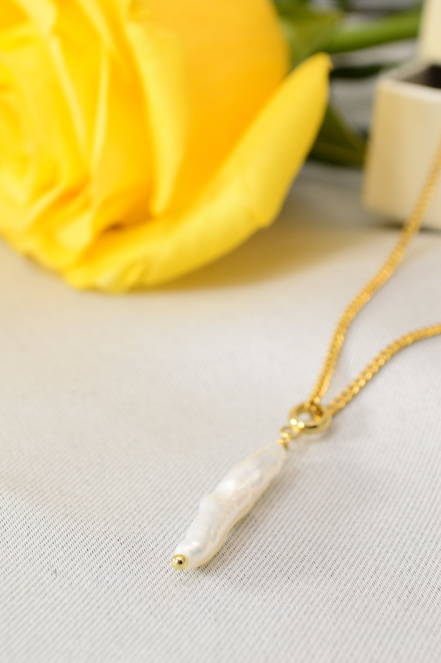 Freshwater Pearl Pendant Necklace – Gold Stainless Steel Chain, 3 Pearl Shapes