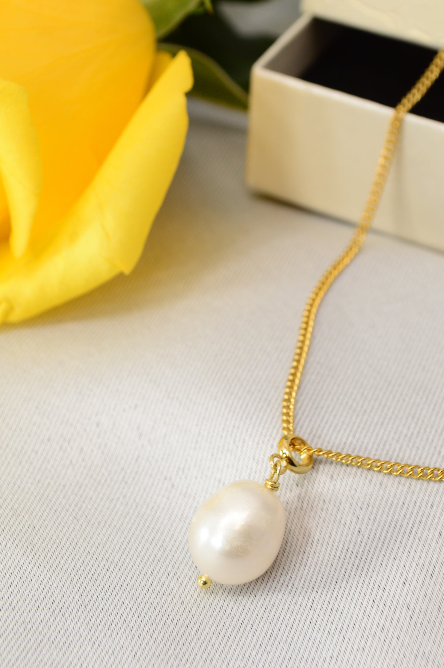 Freshwater Pearl Pendant Necklace – Gold Stainless Steel Chain, 3 Pearl Shapes