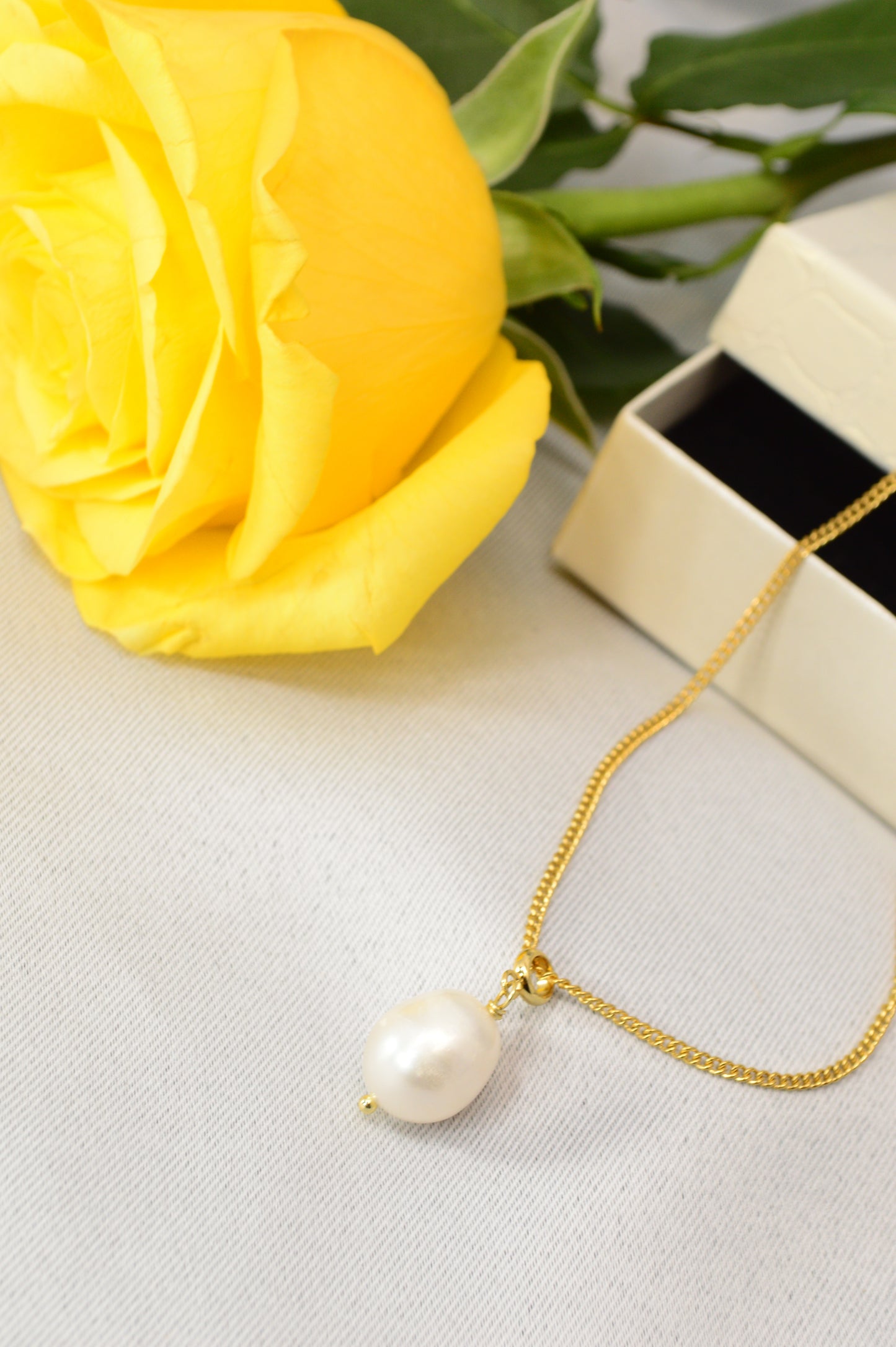 Freshwater Pearl Pendant Necklace – Gold Stainless Steel Chain, 3 Pearl Shapes