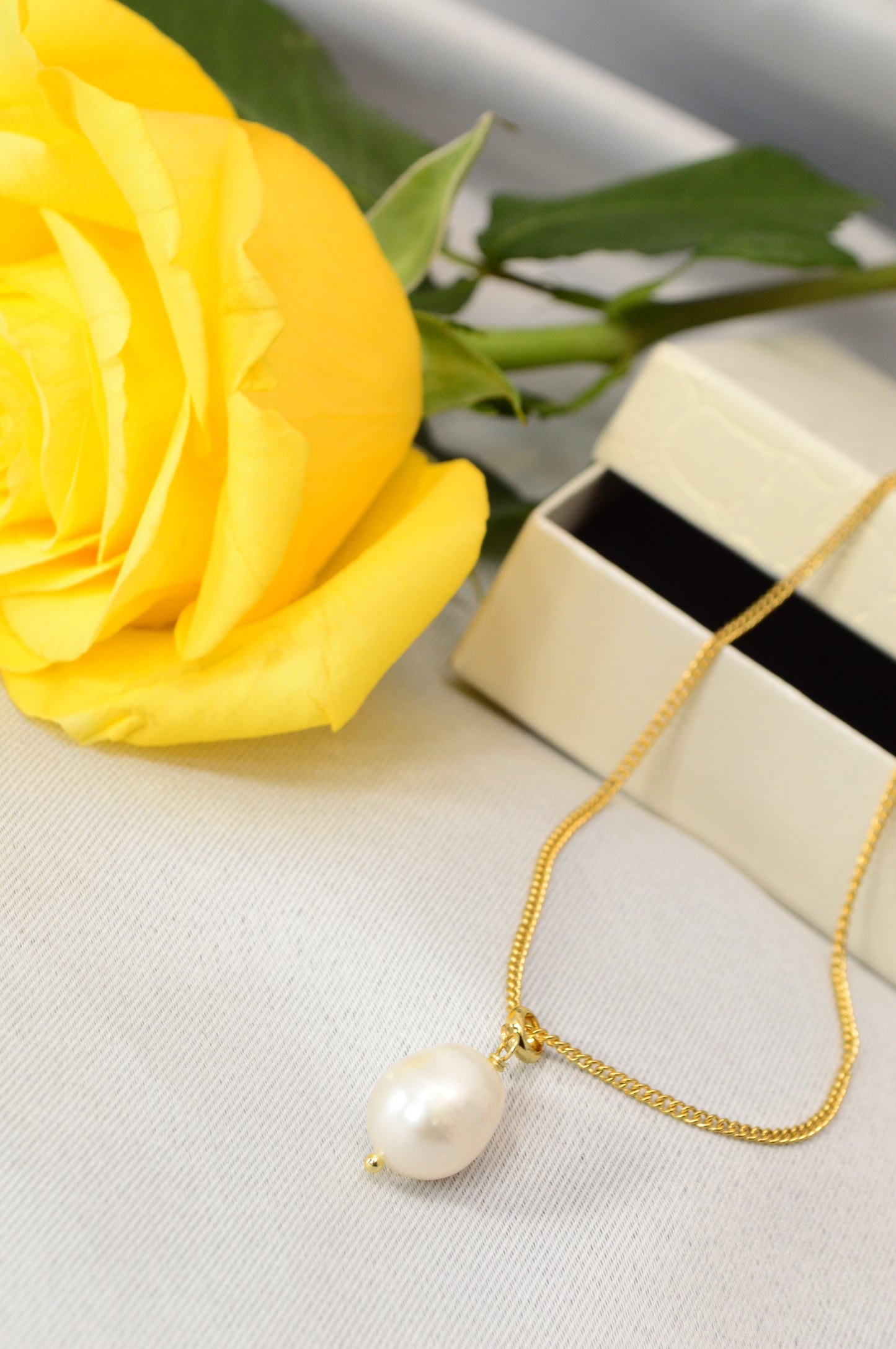 Freshwater Pearl Pendant Necklace – Gold Stainless Steel Chain, 3 Pearl Shapes