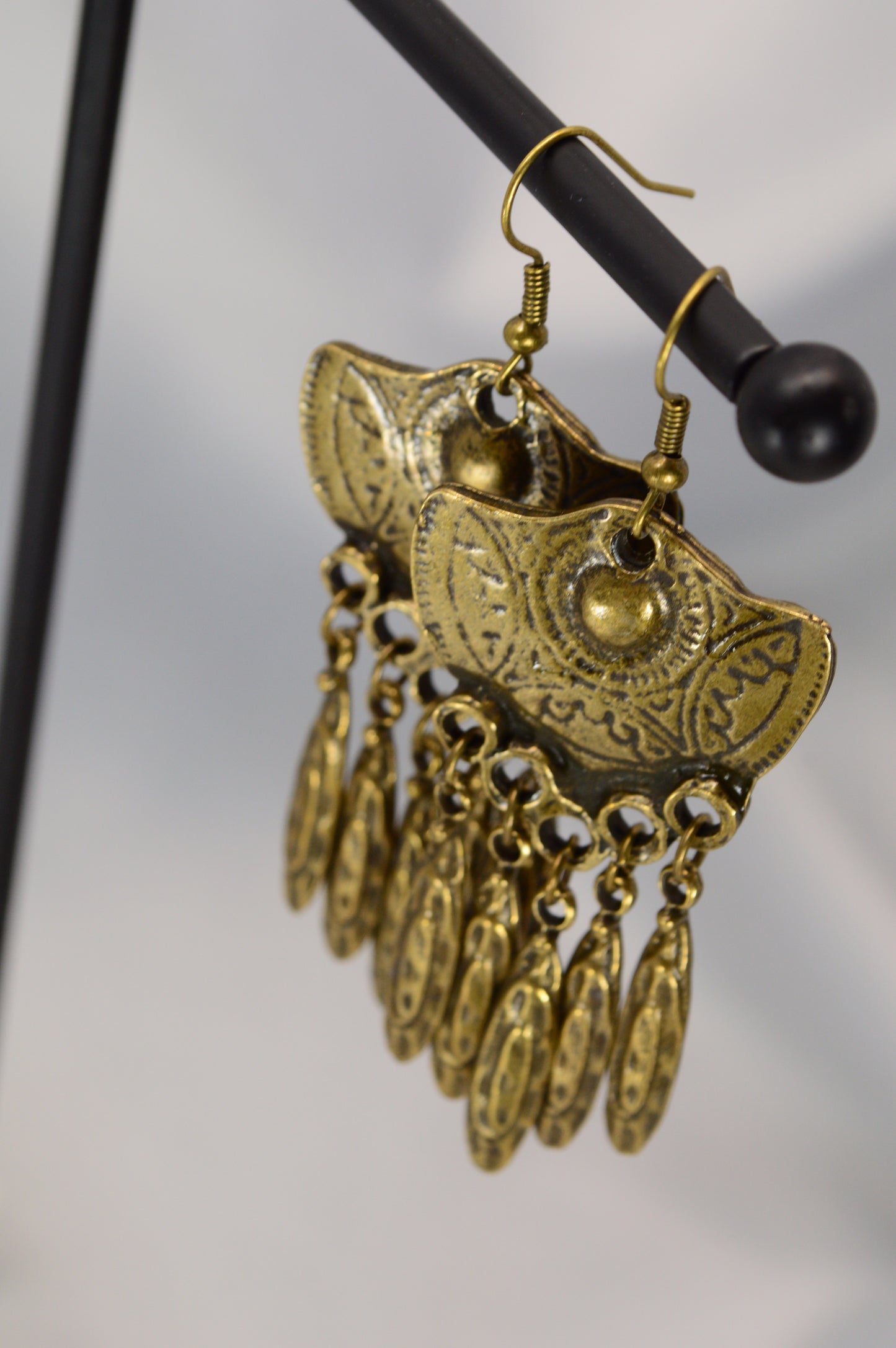 Boho Vintage Bronze Dangle Earrings – 7.2 cm / 2.8"