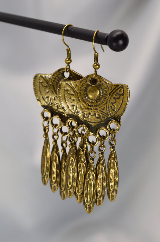 Boho Vintage Bronze Dangle Earrings – 7.2 cm / 2.8"