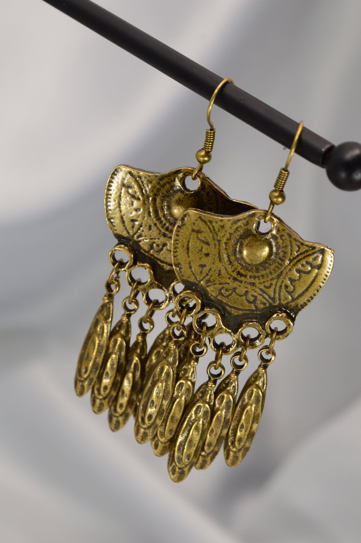 Boho Vintage Bronze Dangle Earrings – 7.2 cm / 2.8"