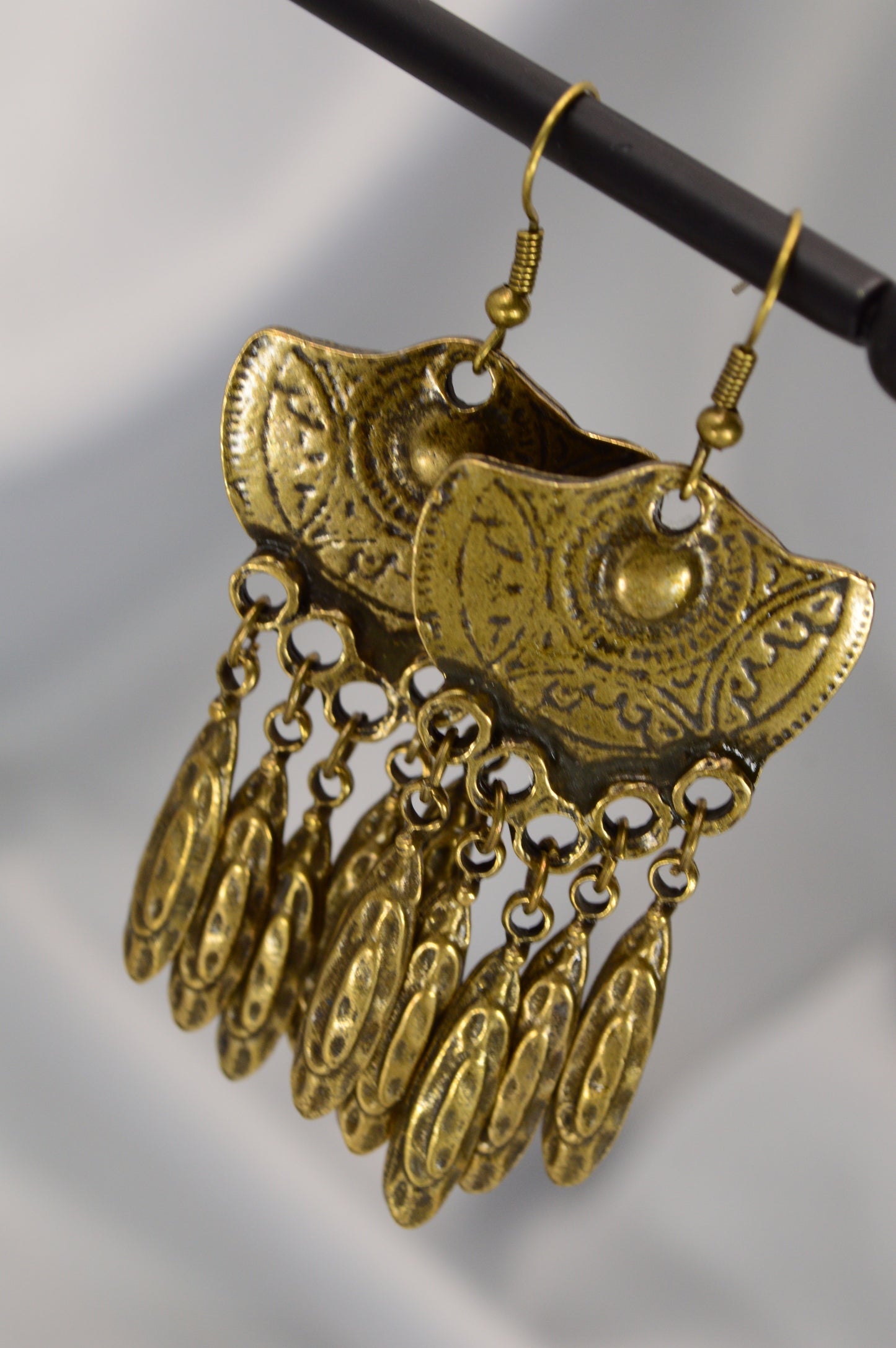 Boho Vintage Bronze Dangle Earrings – 7.2 cm / 2.8"