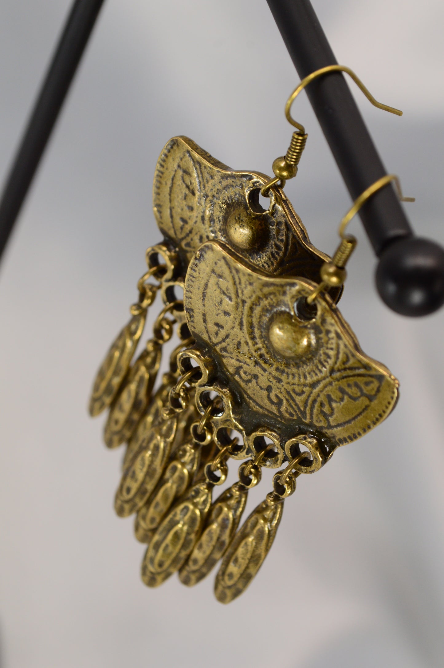 Boho Vintage Bronze Dangle Earrings – 7.2 cm / 2.8"