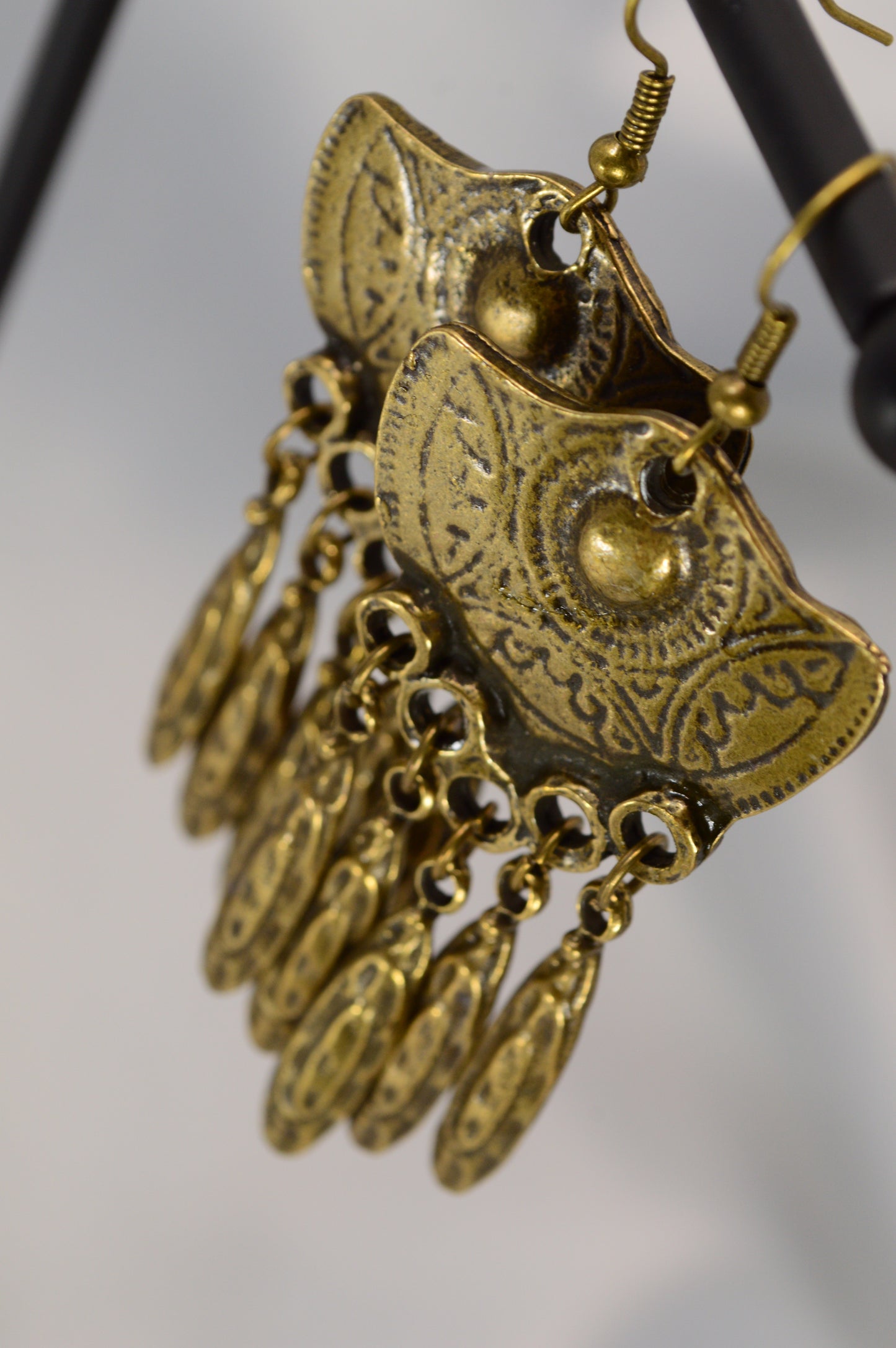 Boho Vintage Bronze Dangle Earrings – 7.2 cm / 2.8"